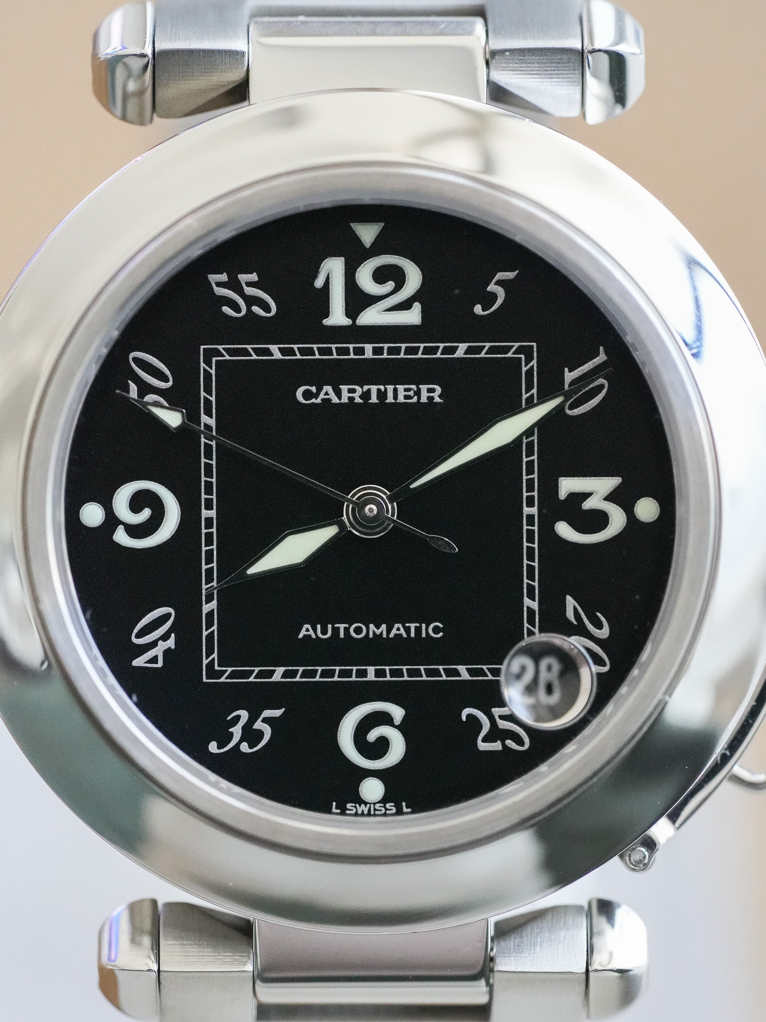 Cartier - Pasha تاريخ 35 ملم إطار أسود - 2000s 