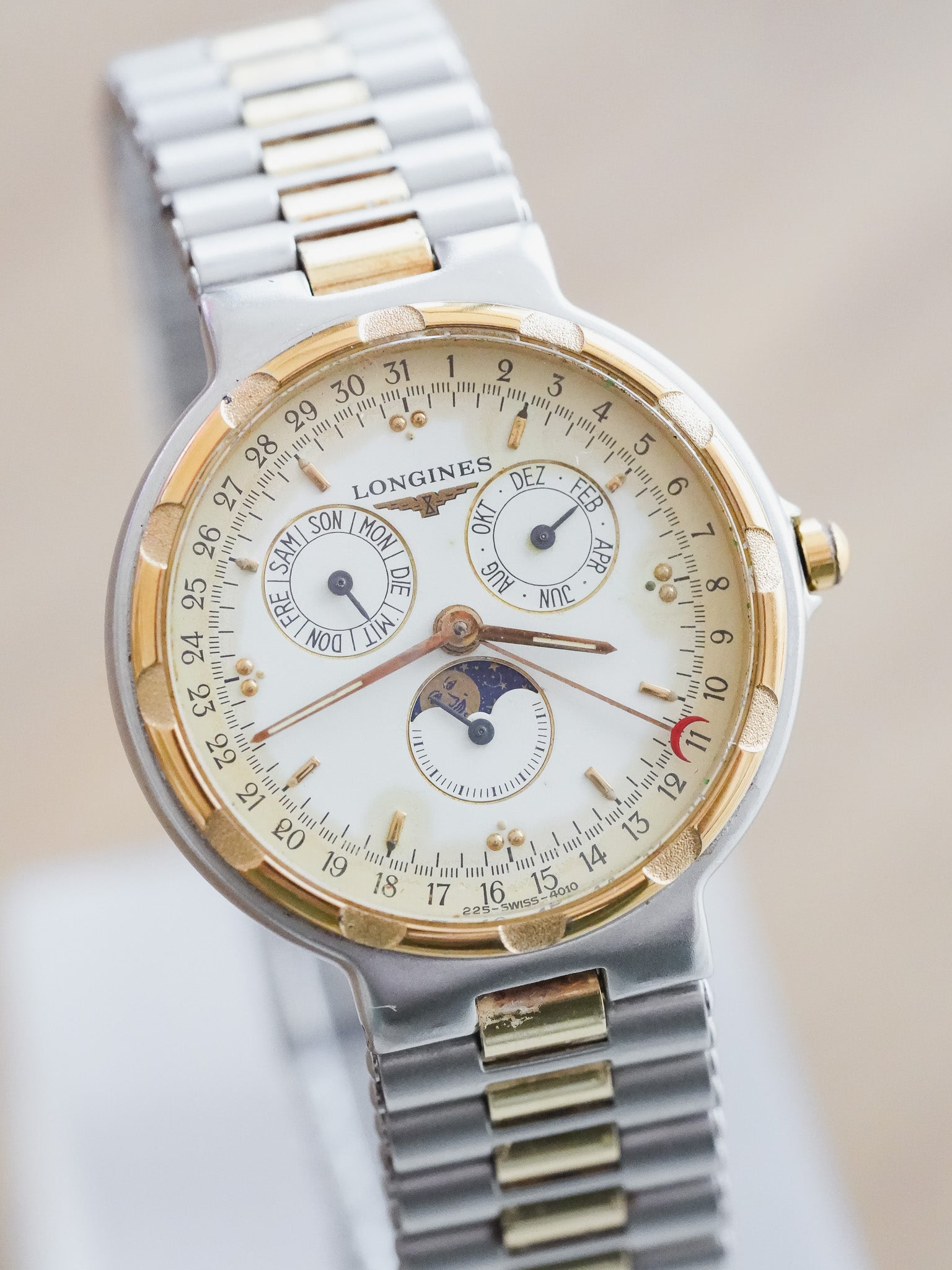 Longines - Dreifachkalender Mondphase Stahl Gold Patiniert - 1990s 