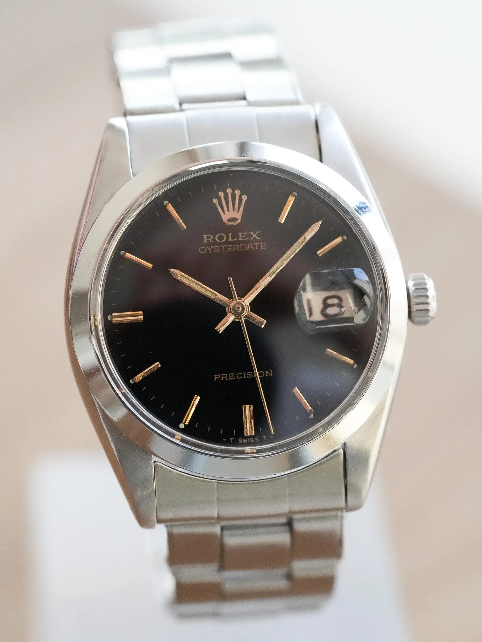 Rolex - Oysterdate Precision Datum Schwarz Index Gold - 1954 