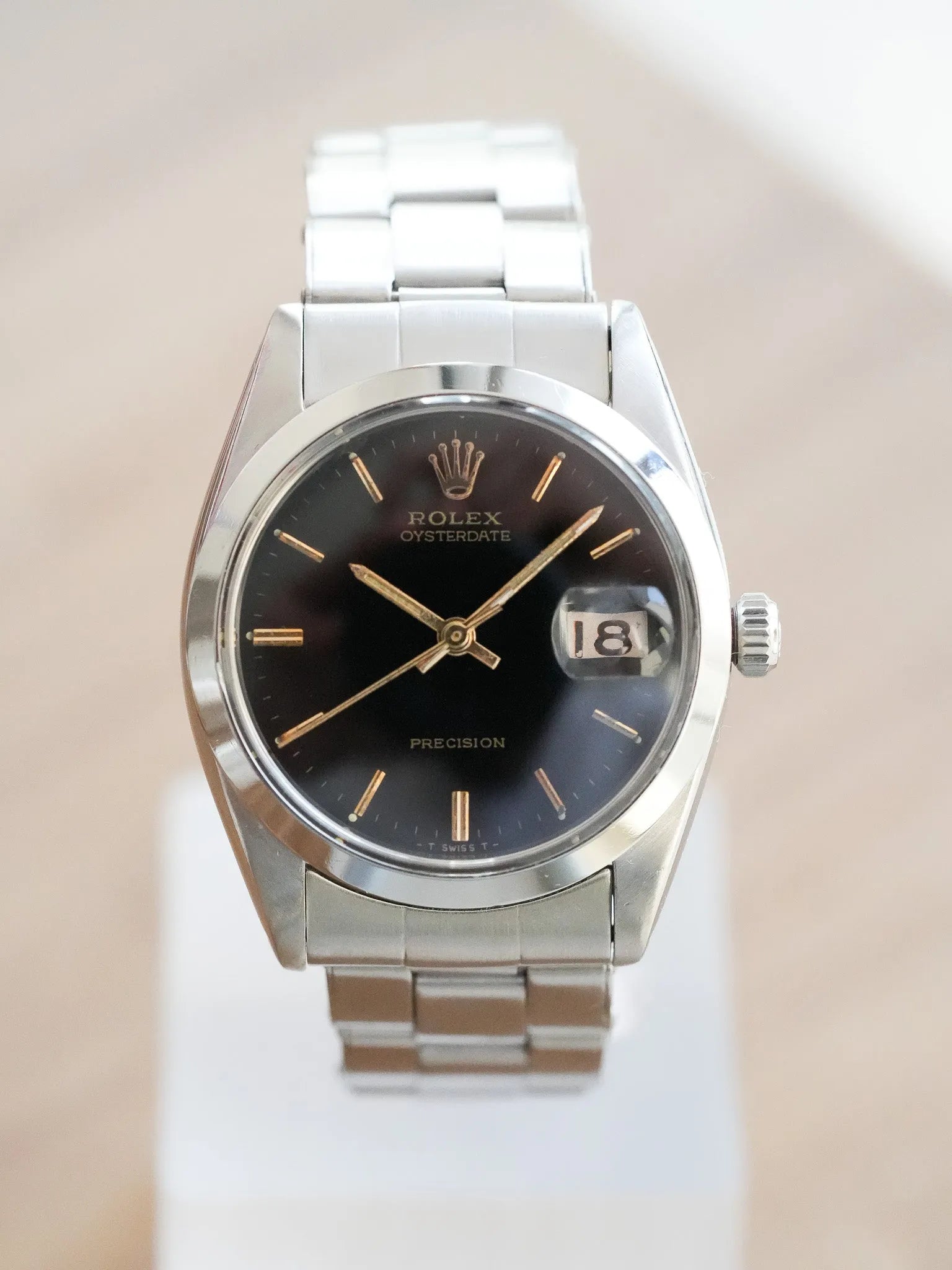 Rolex - Oysterdate Precision Datum Schwarz Index Gold - 1954 