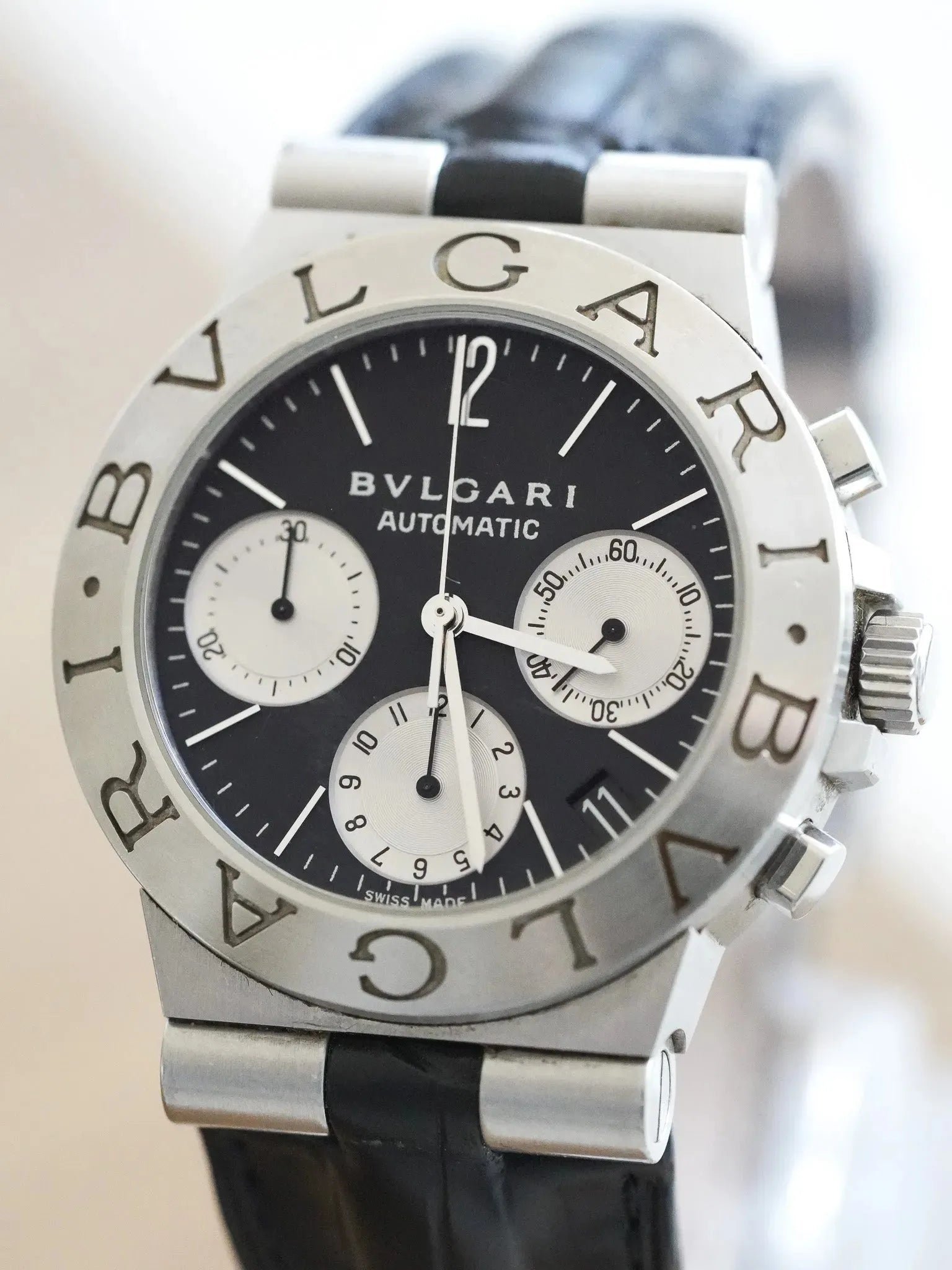 Bvlgari - Diagono Chronograph Черный Циферблат - 1990s 