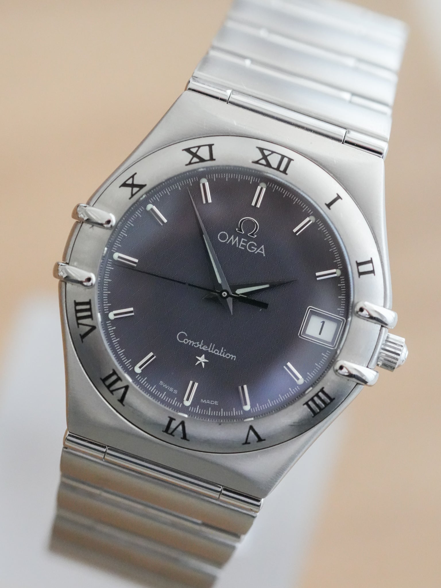 Omega - Constellation Manhattan 1512.40 Antracita Nido de abeja Acero - 1998 