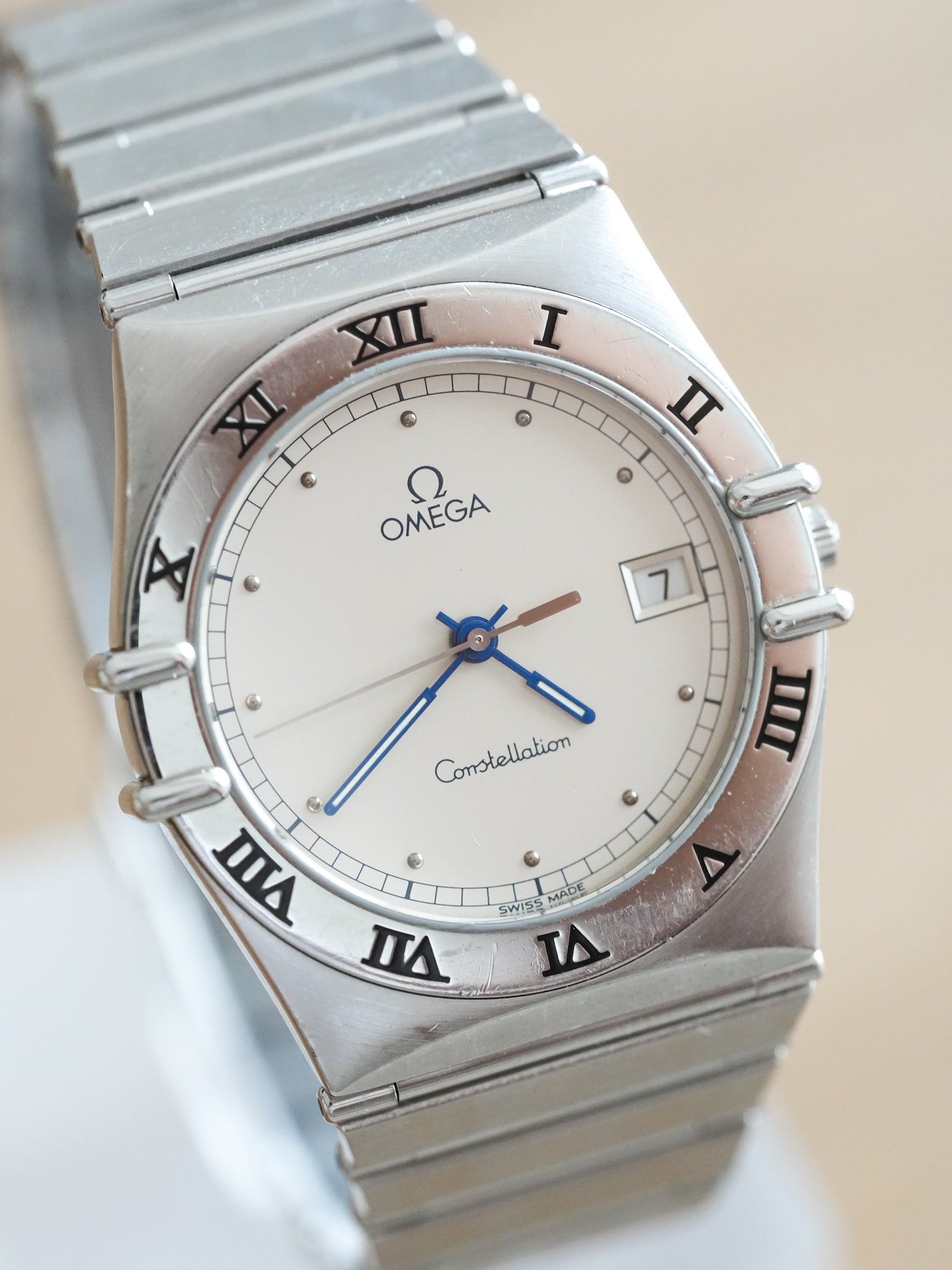 Omega - Constellation Manhattan Acciaio Lancette Blu - 1990s 