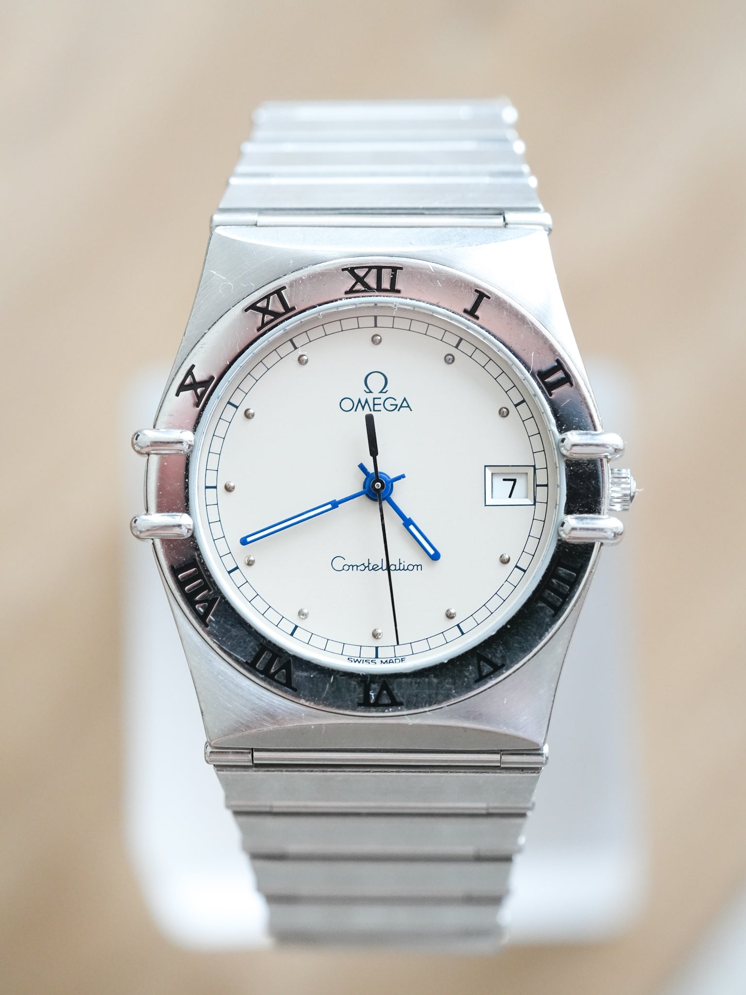 Omega - Constellation Manhattan Acciaio Lancette Blu - 1990s 