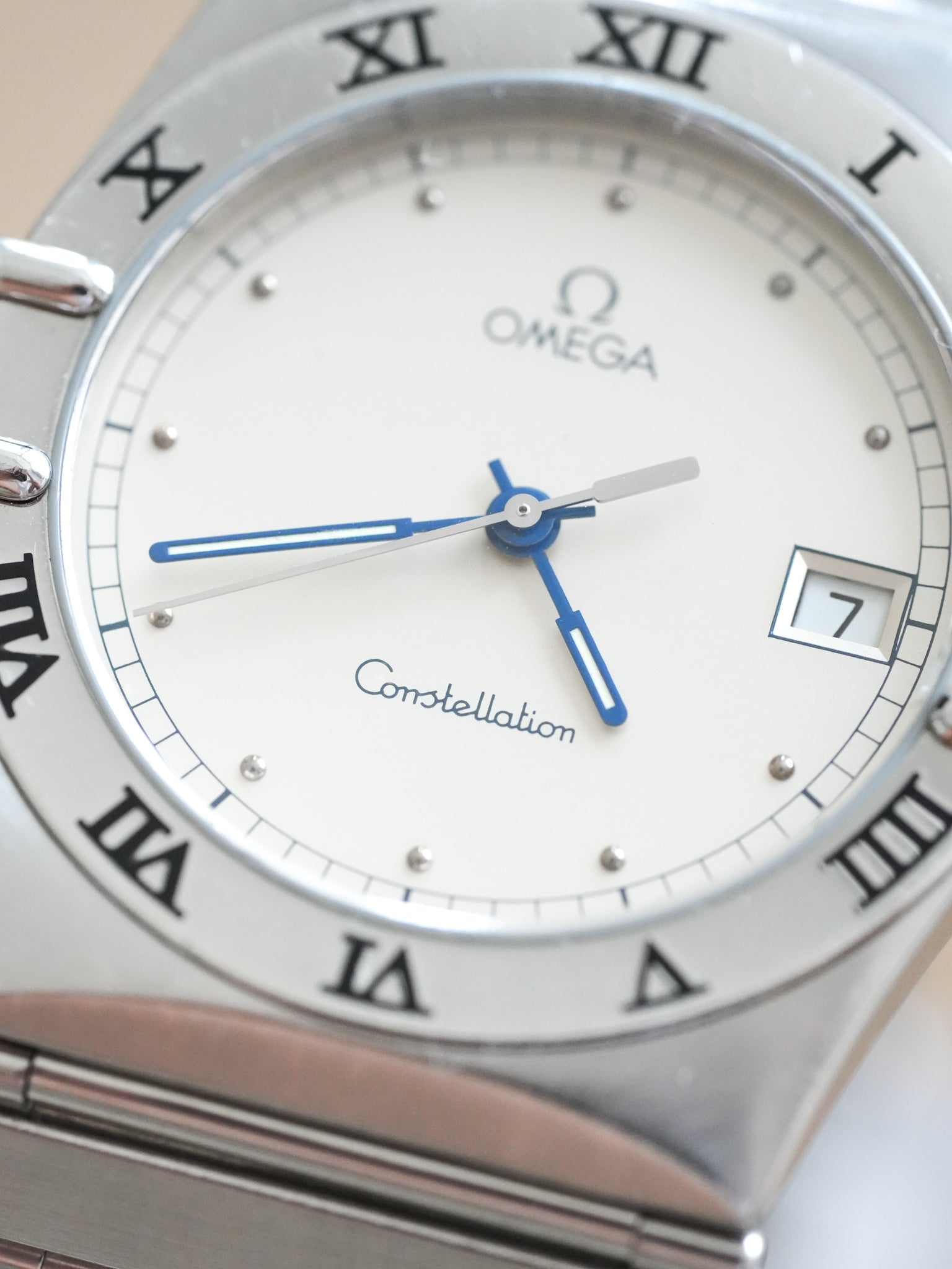 Omega - Constellation Manhattan Acciaio Lancette Blu - 1990s 