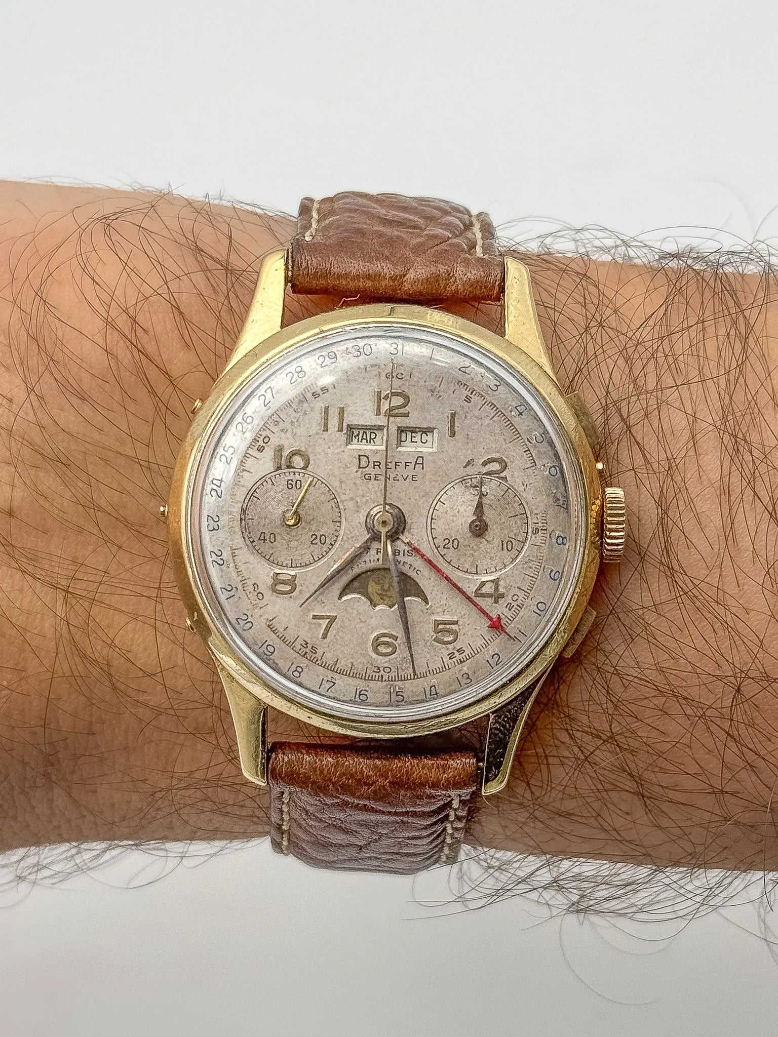 Dreffa Genève - Landeron 186 Chronograph Moon Phase Triple Calendar - 1950s 