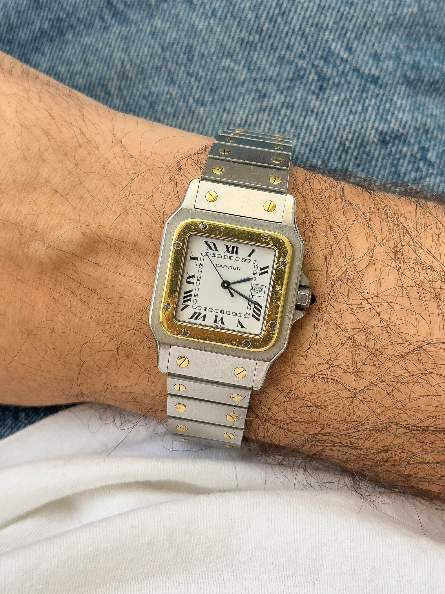 Cartier - La fameuse Santos 2961 or et acier - 1980s