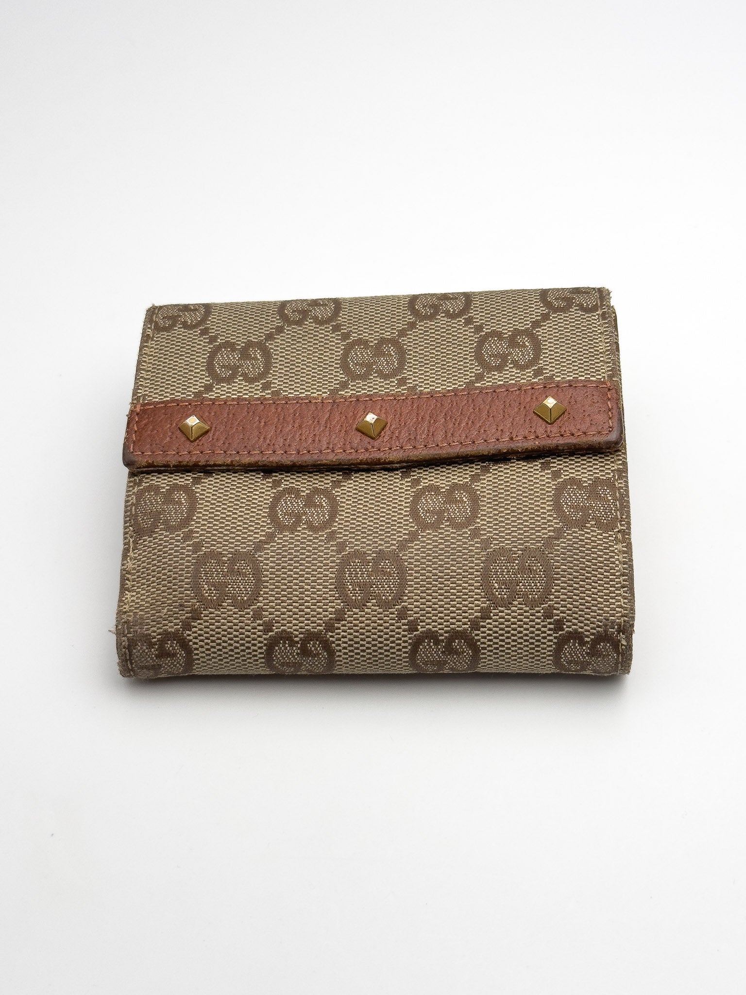 Gucci - GG Canvas Wallet Brown Studs