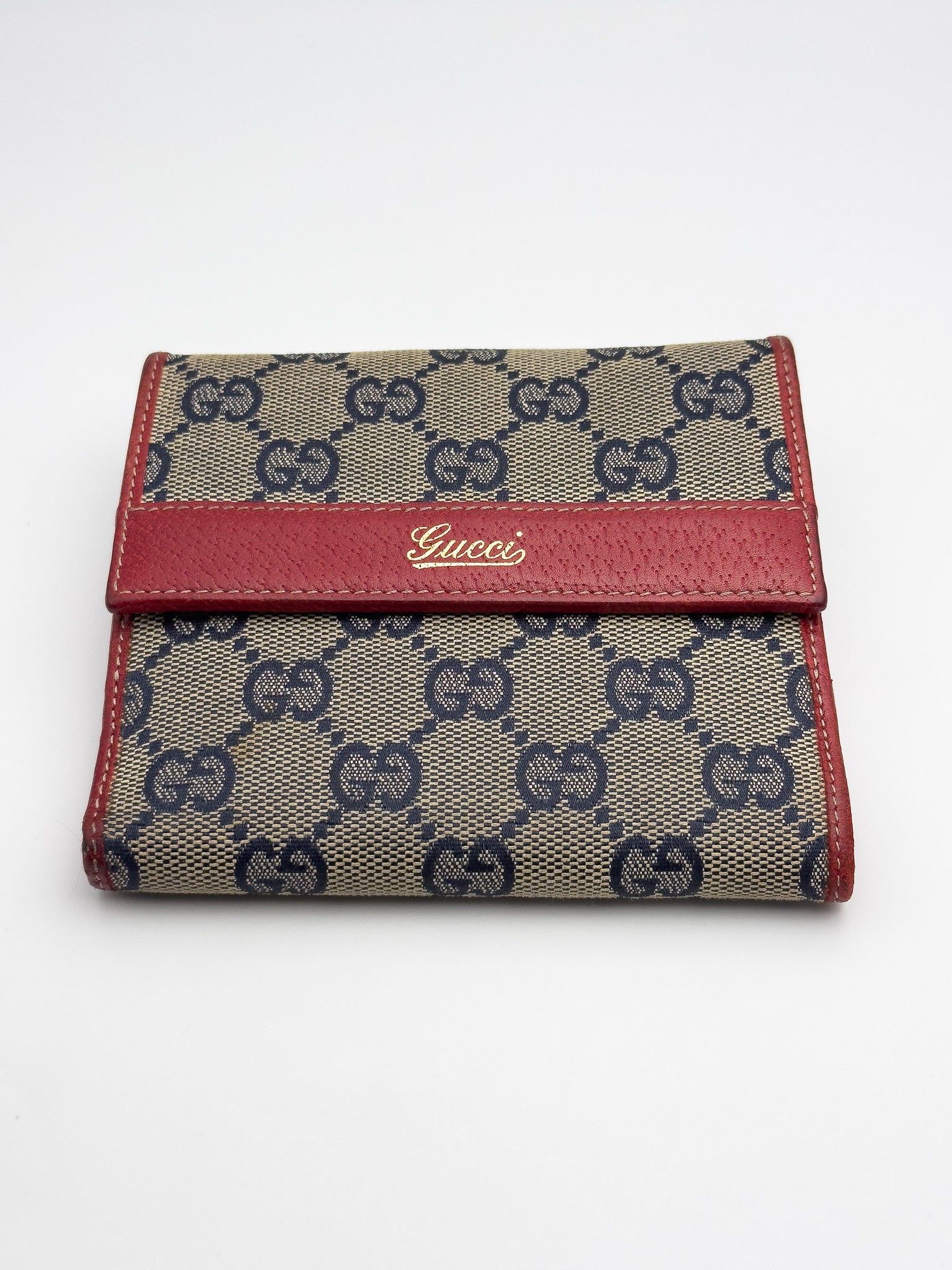 Gucci - GG Blue Leather Gg Portfolio Red