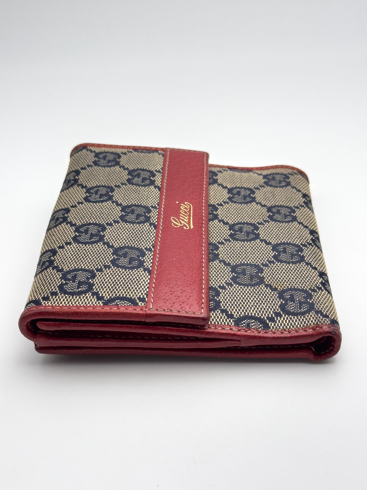 Gucci - GG Blue Leather Gg Portfolio Red