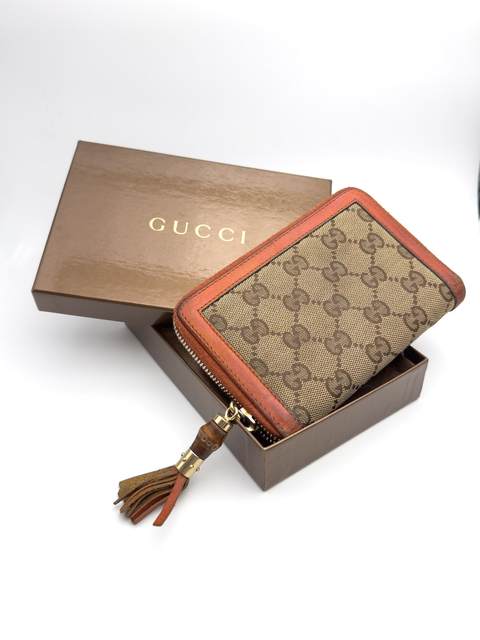 Gucci - Portefeuille en toile GG cuir Orange