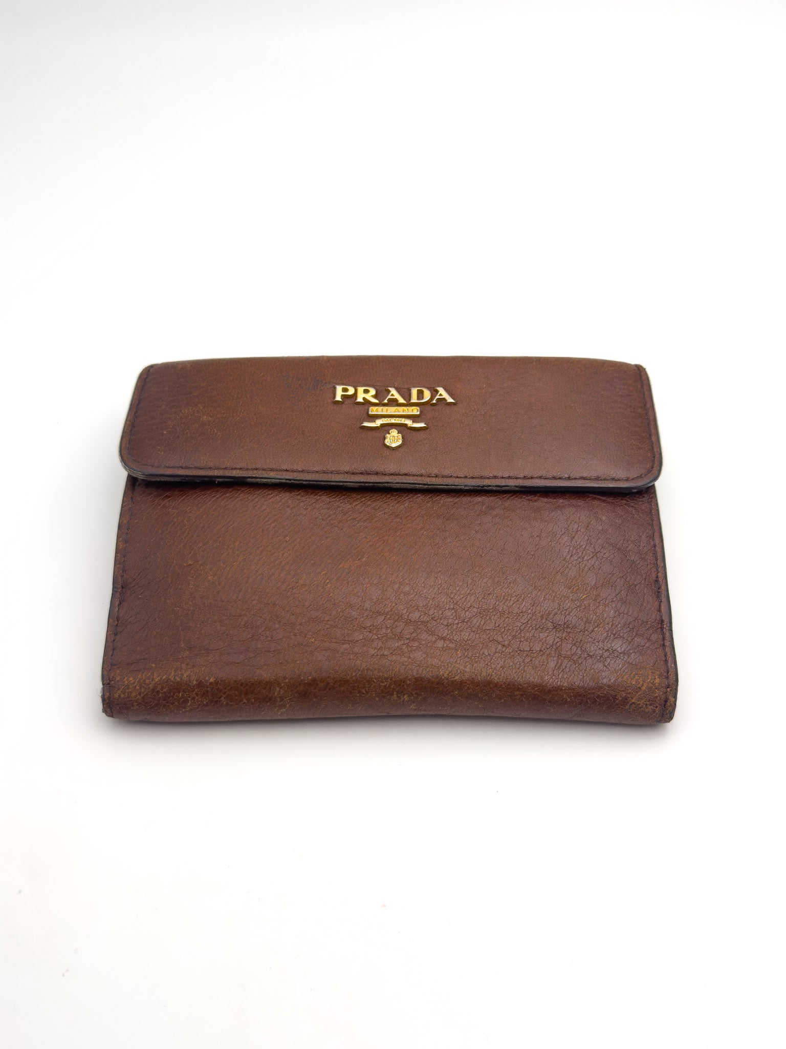 Prada - Portefeuille cuir marron