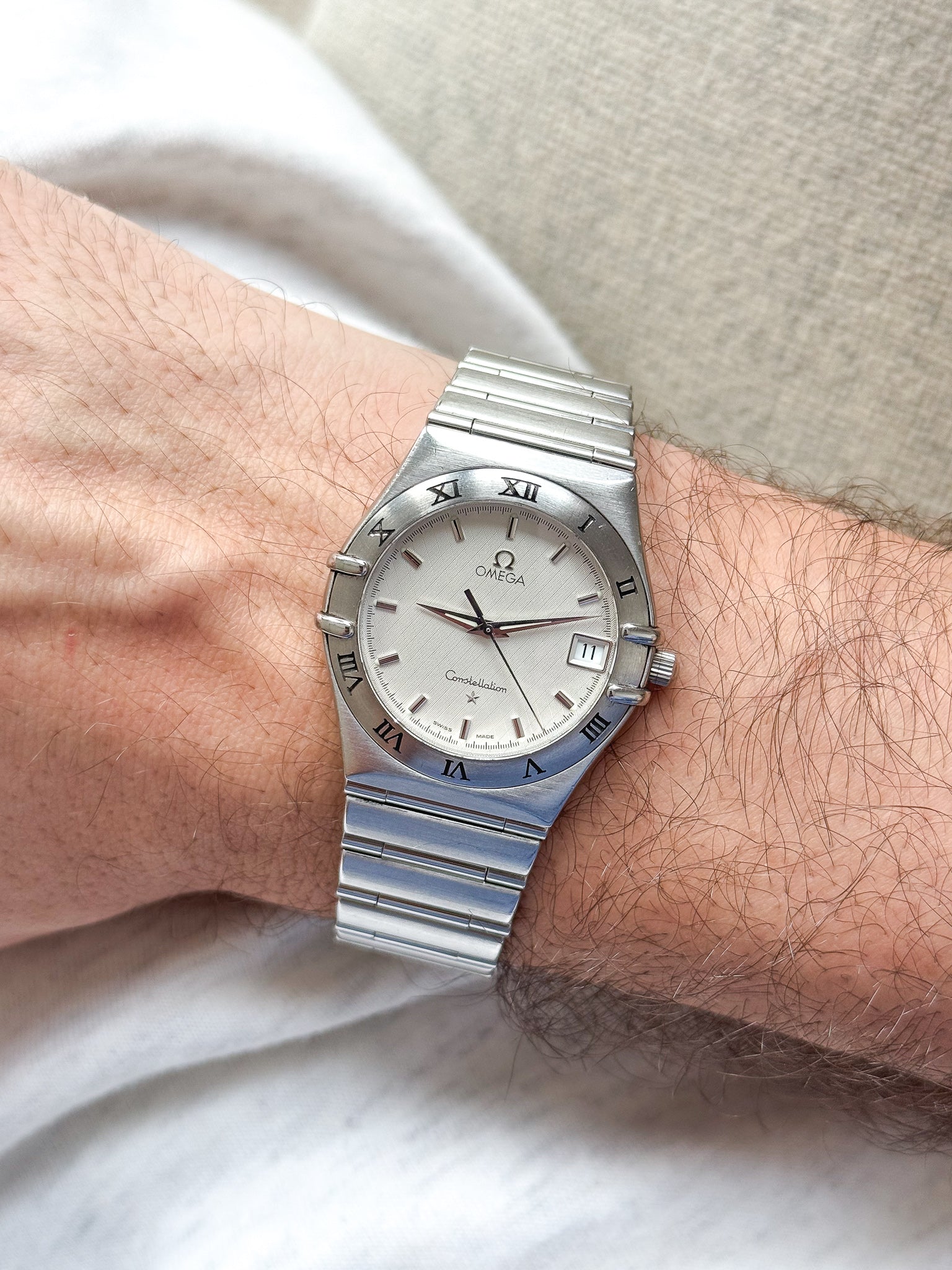 Omega - Constellation Manhattan 1512.30 Nid d'abeille Blanc Acier - 1998