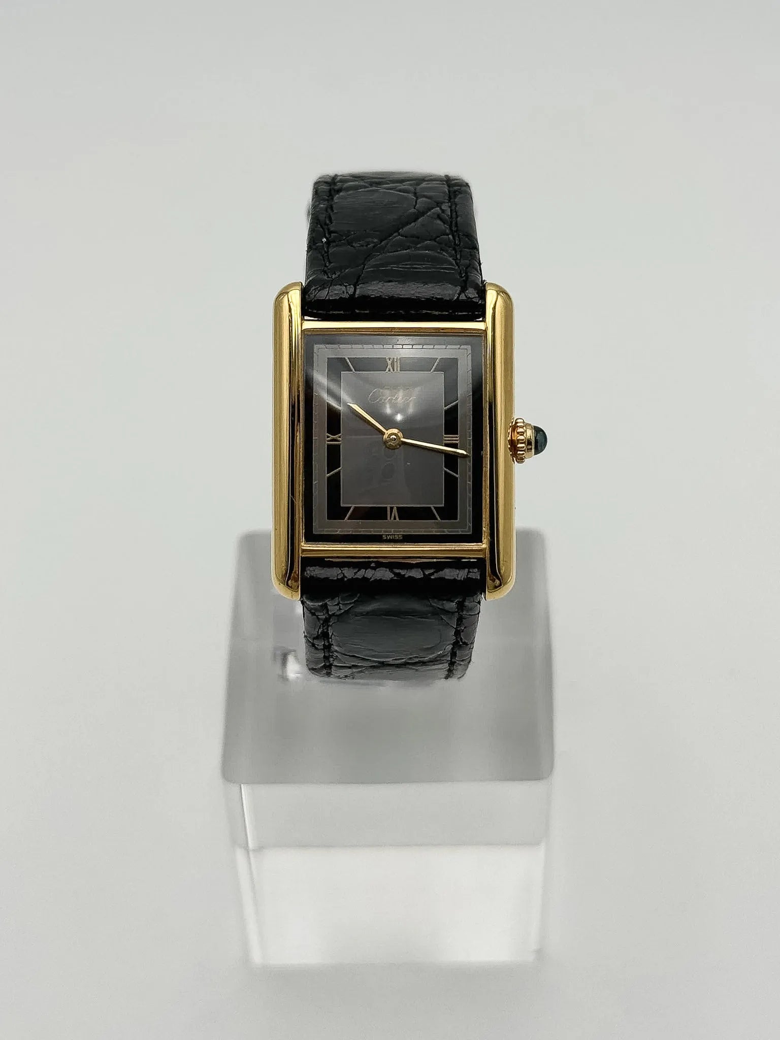 Cartier - Tank Must 23x30mm Vermeil Black and Gray Dial - 1980s 