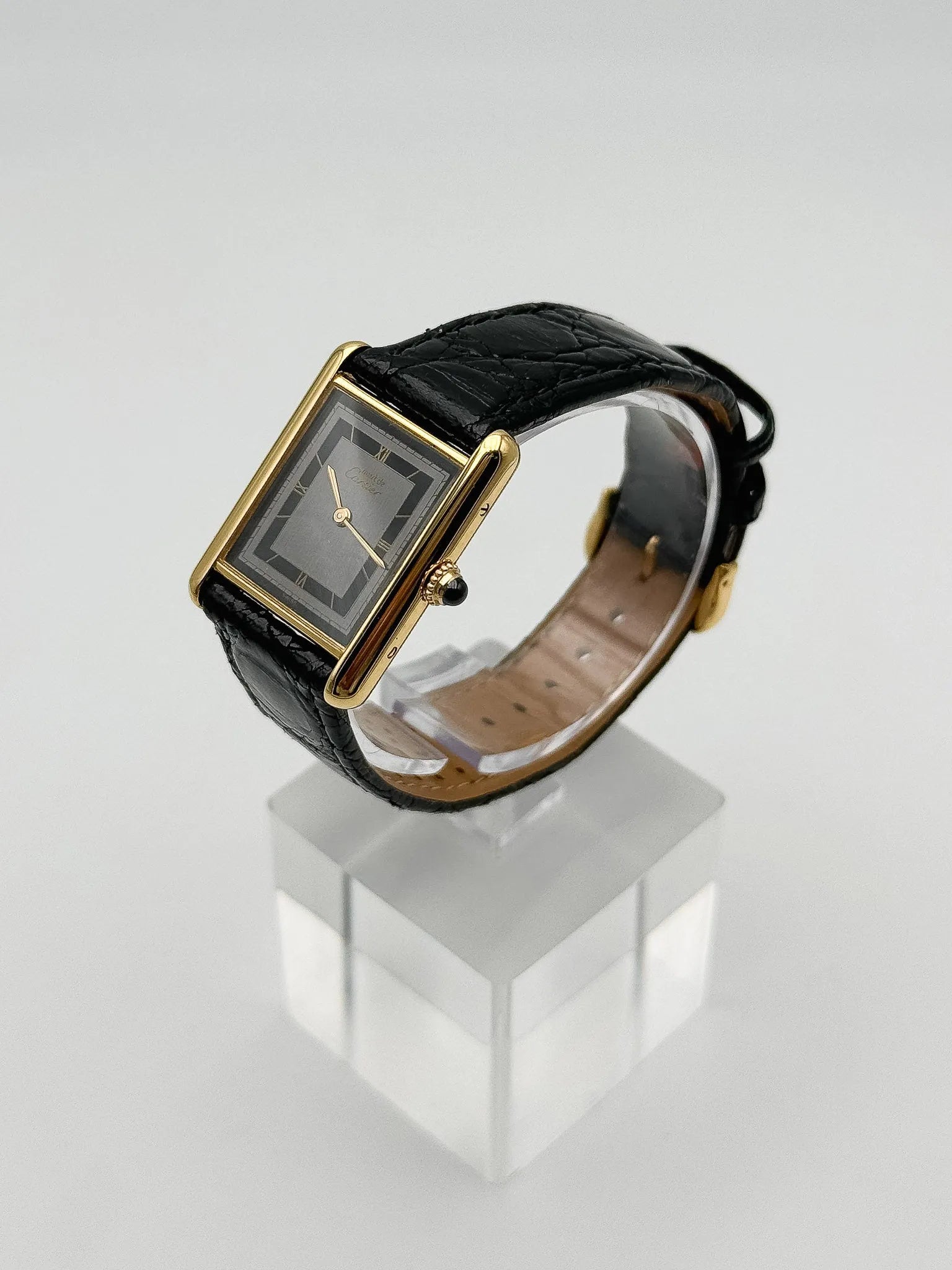 Cartier - Tank Must 23x30mm Vermeil Quadrante Nero e Grigio - 1980s 