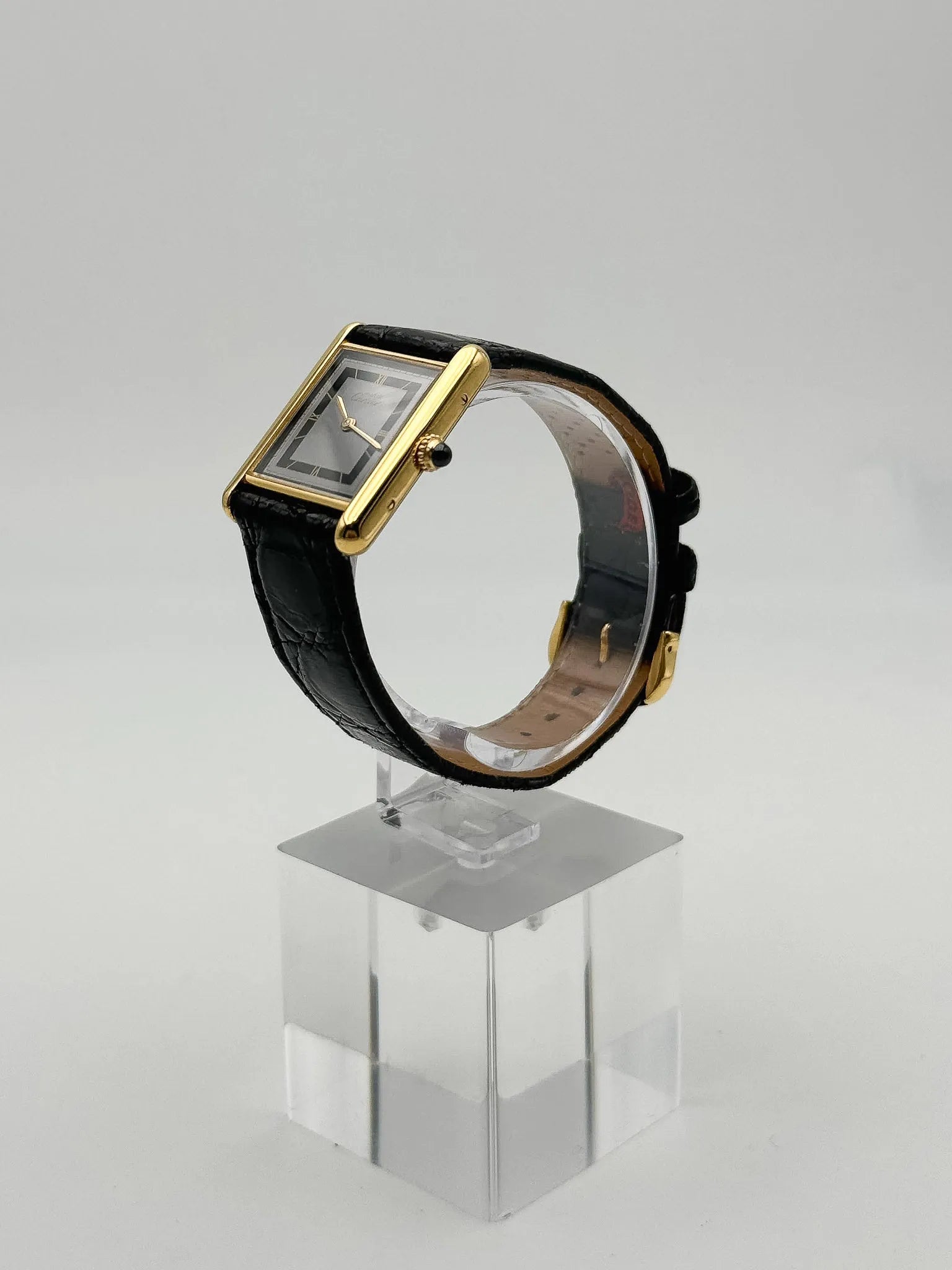 Cartier - Tank Must 23x30mm Vermeil Quadrante Nero e Grigio - 1980s 