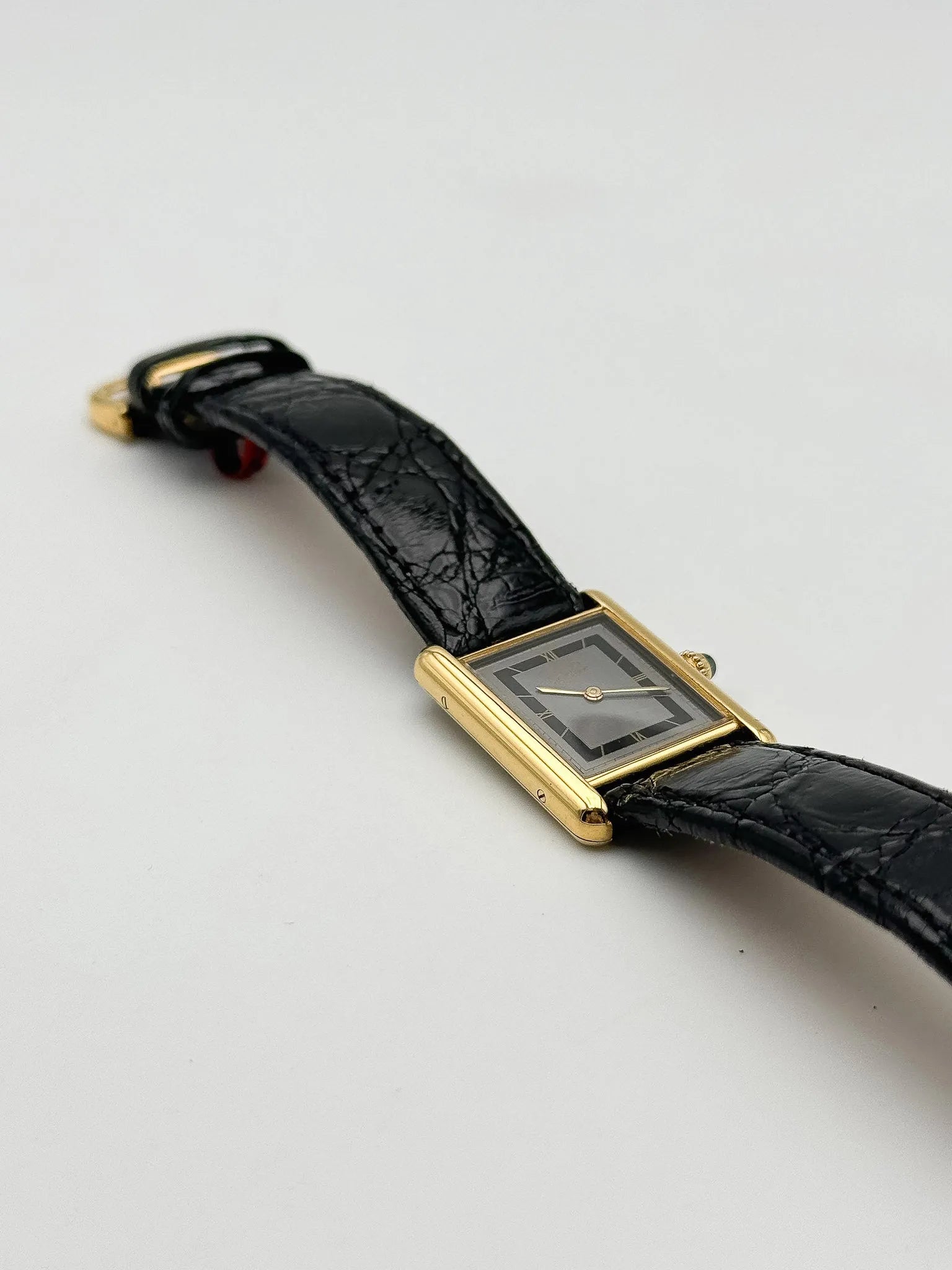 Cartier - Tank Must 23x30mm Vermeil Quadrante Nero e Grigio - 1980s 