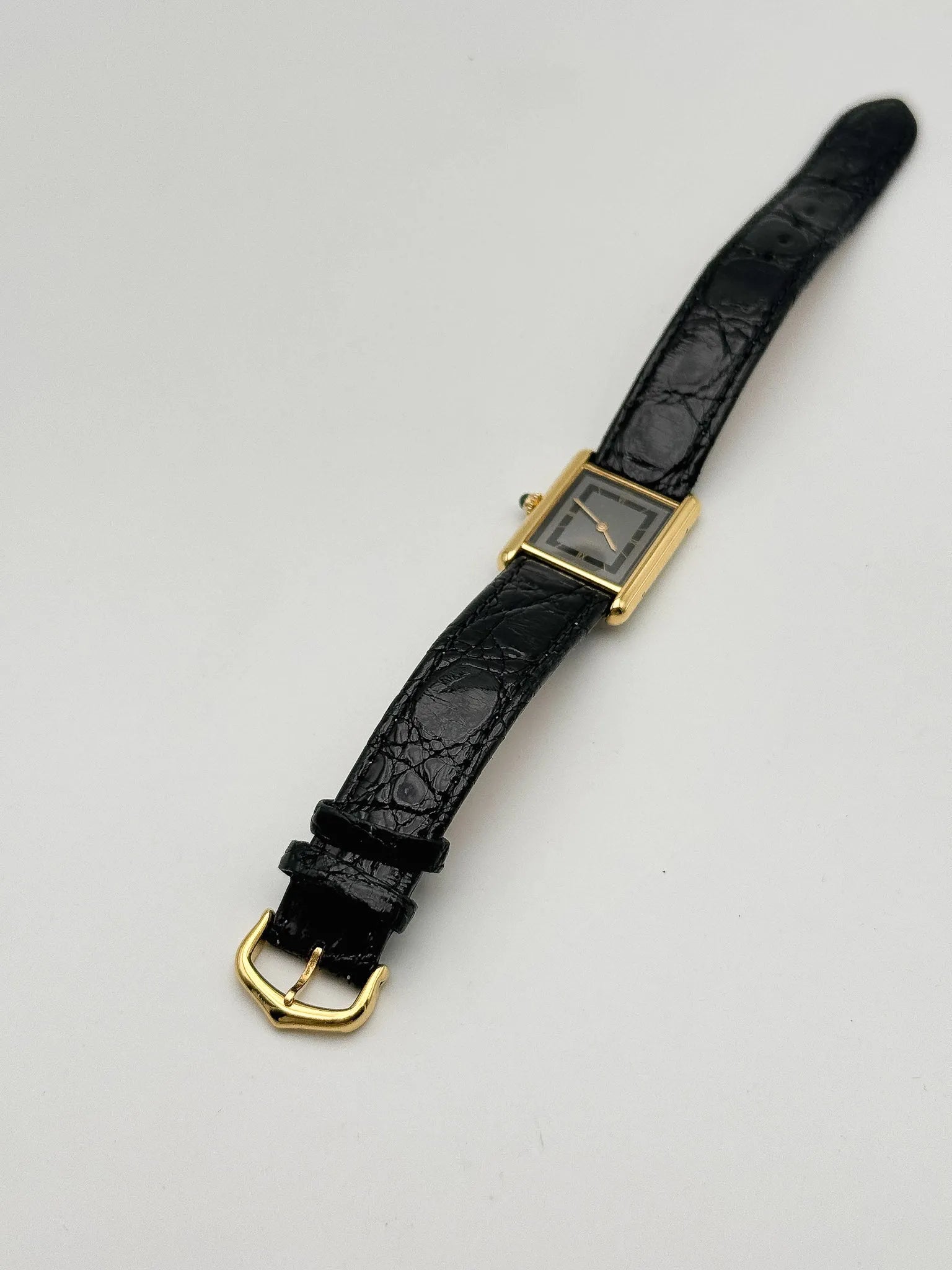 Cartier - Tank Must 23x30mm Vermeil Quadrante Nero e Grigio - 1980s 