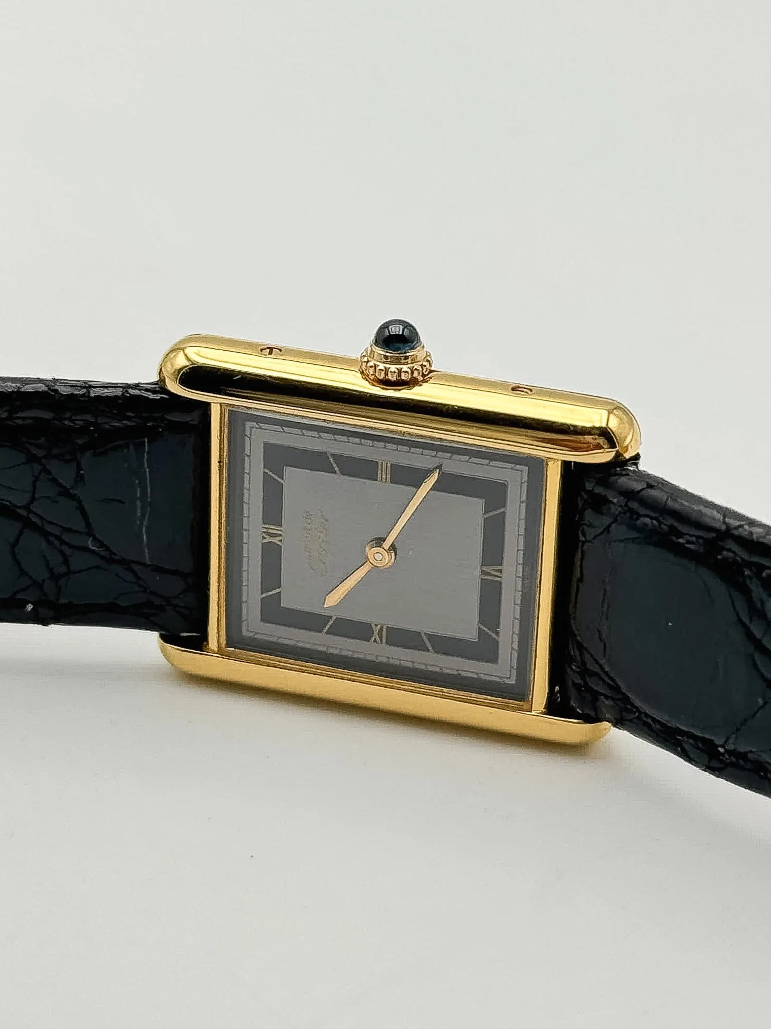 Cartier - Tank Must 23x30mm Vermeil Quadrante Nero e Grigio - 1980s 