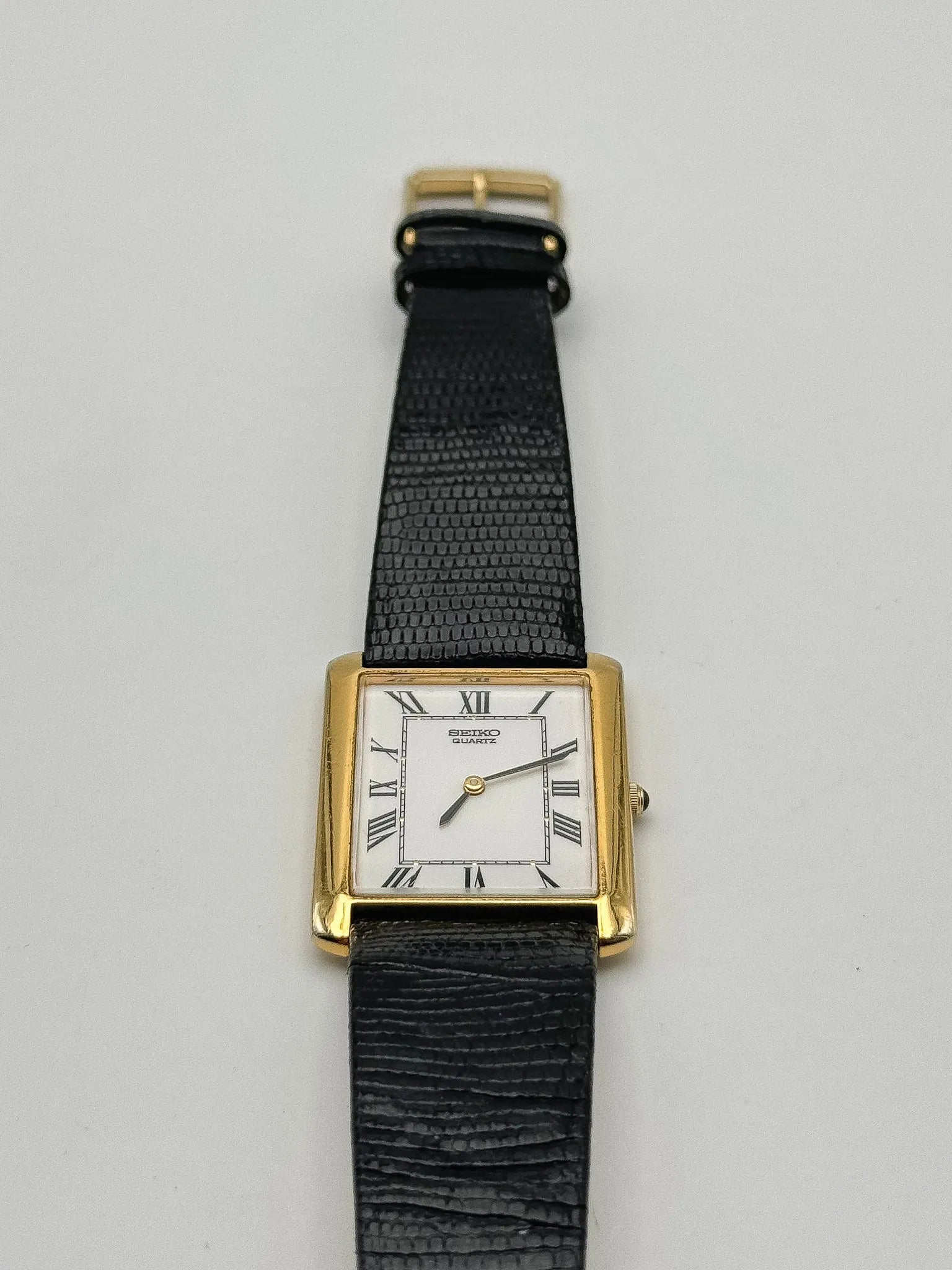 Seiko - Tank Plaqué Or Cadran blanc Cabochon - 1981