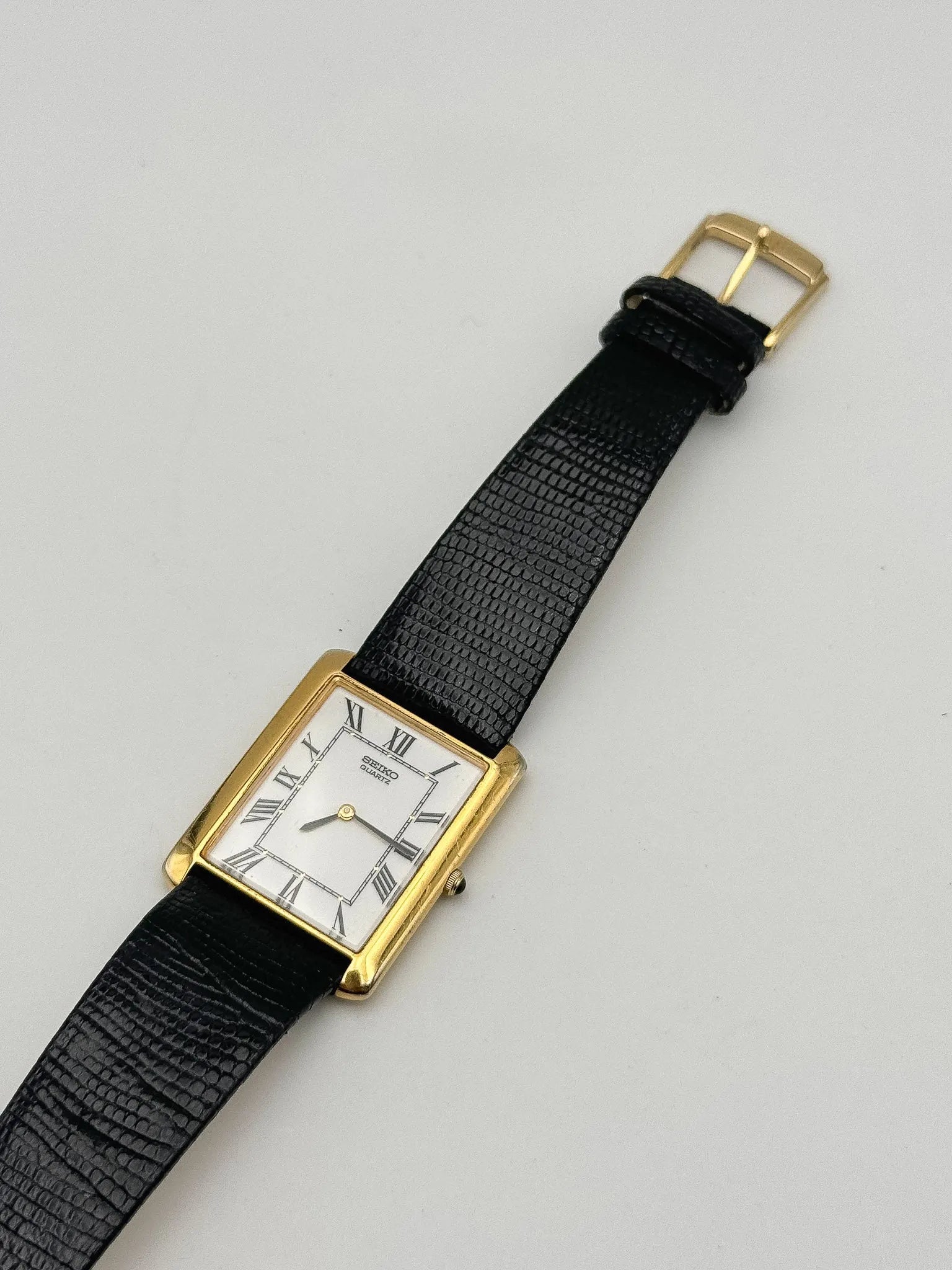 Seiko - Tank Plaqué Or Cadran blanc Cabochon - 1981