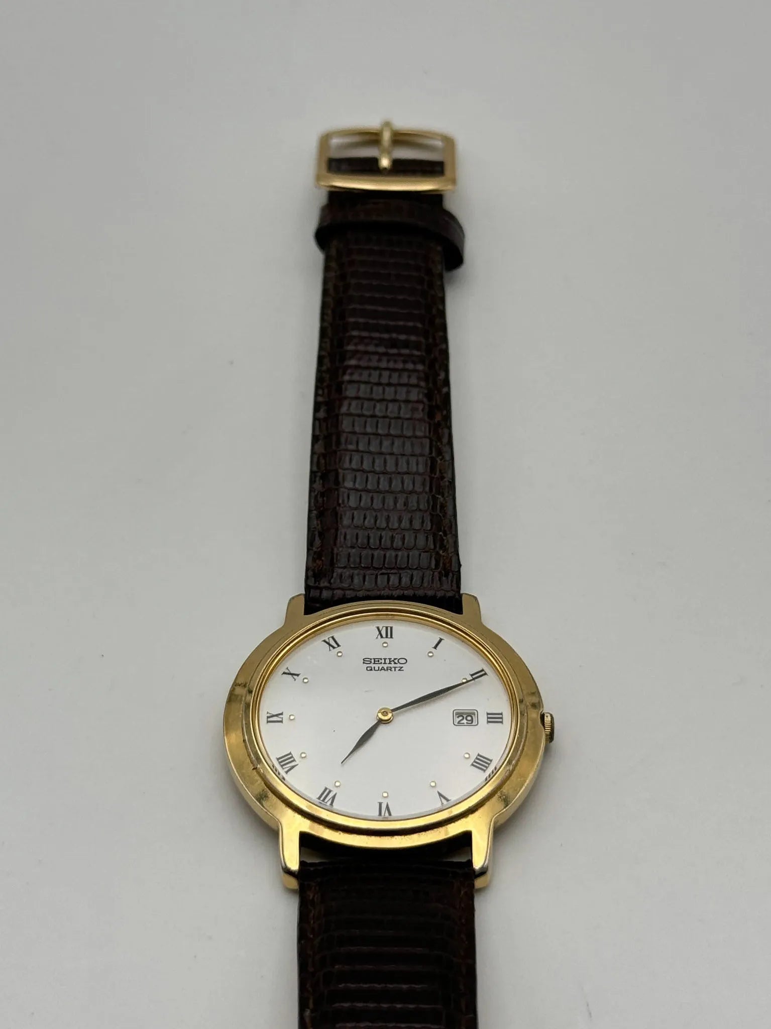 Seiko - Dress Watch Date Plaqué Or Index Romain - 2002