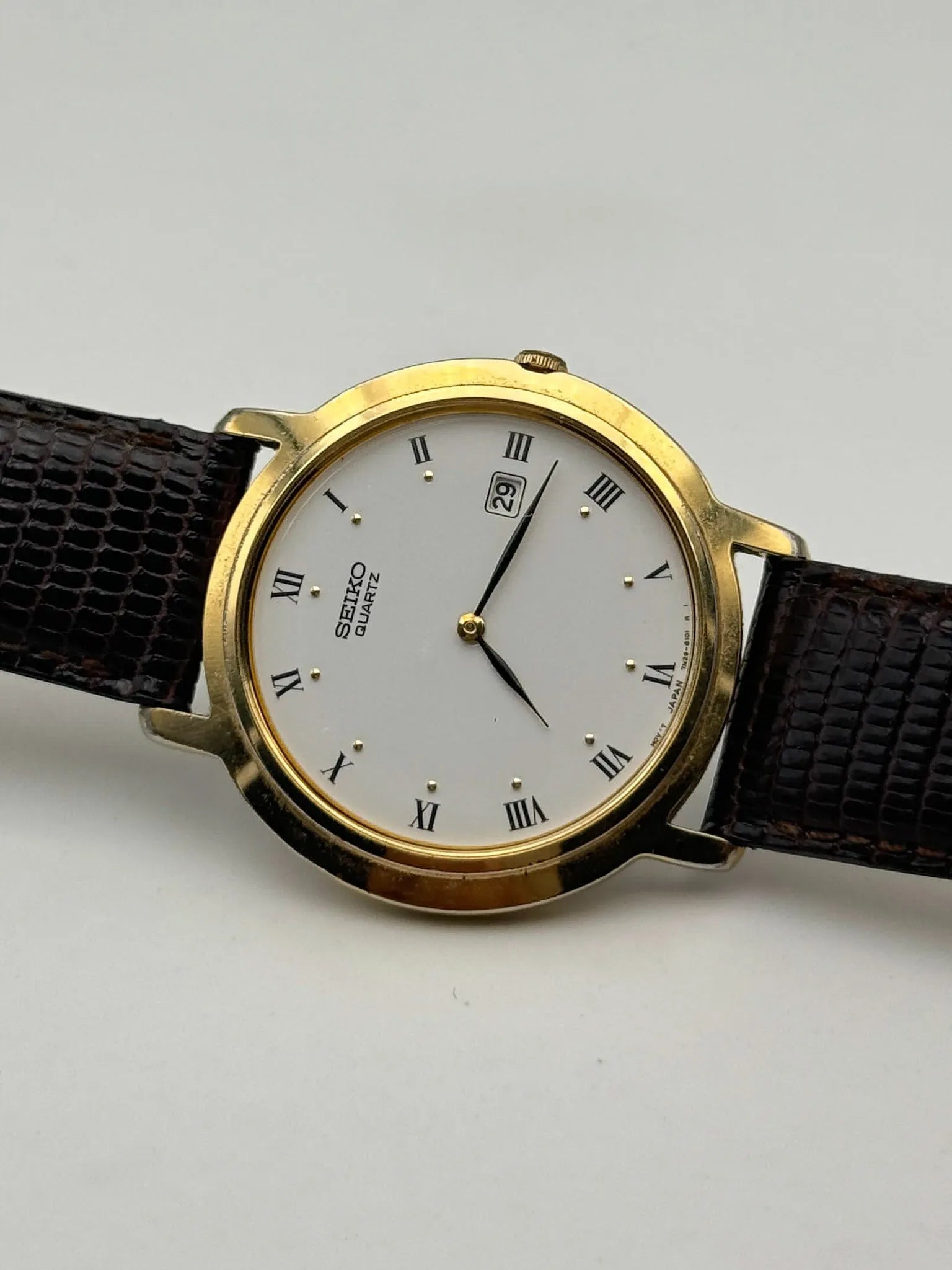 Seiko - Dress Watch Date Plaqué Or Index Romain - 2002