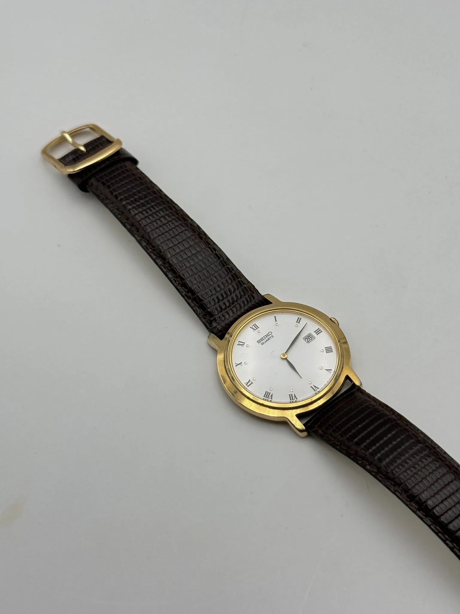 Seiko - Dress Watch Date Plaqué Or Index Romain - 2002