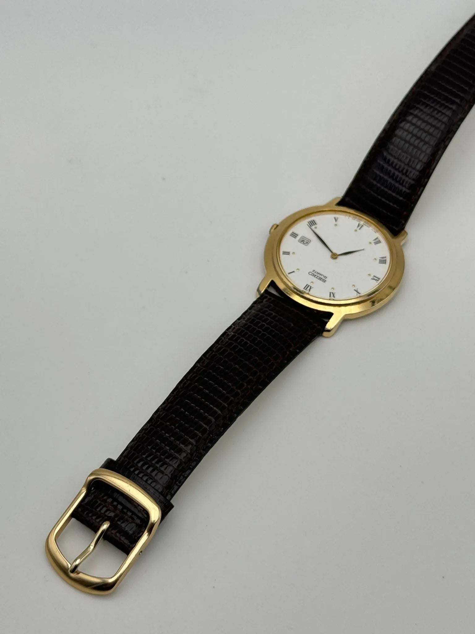 Seiko - Dress Watch Date Plaqué Or Index Romain - 2002