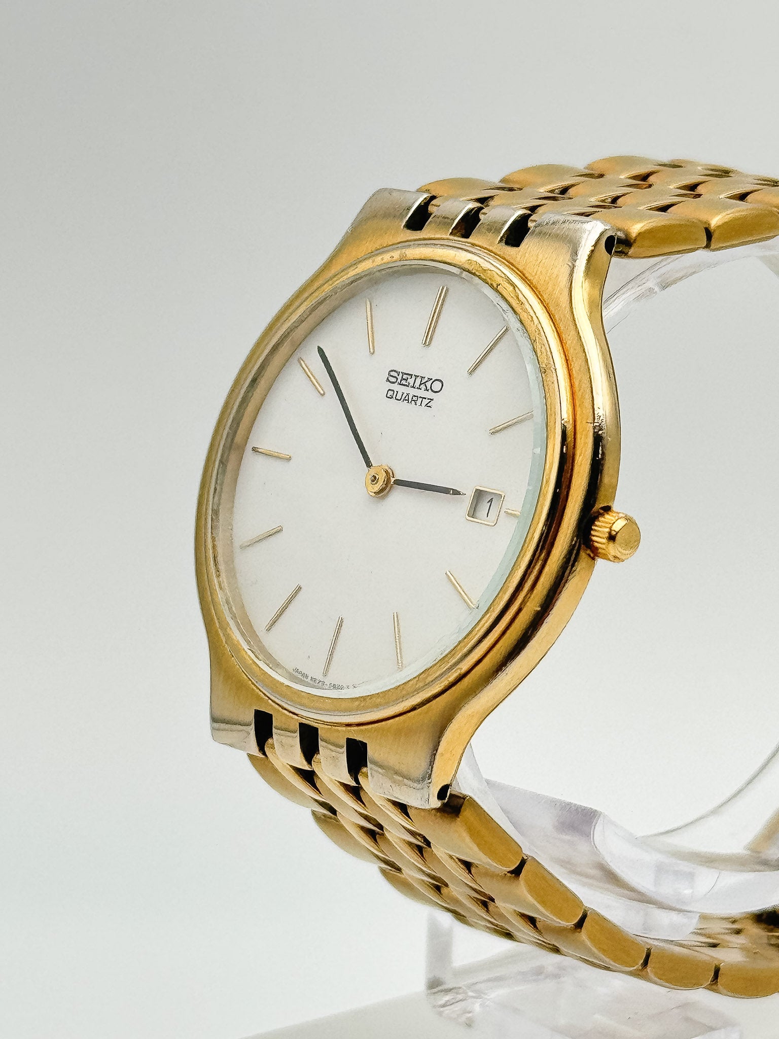 Seiko - Minimaliste Blanc Or Date - 1990s