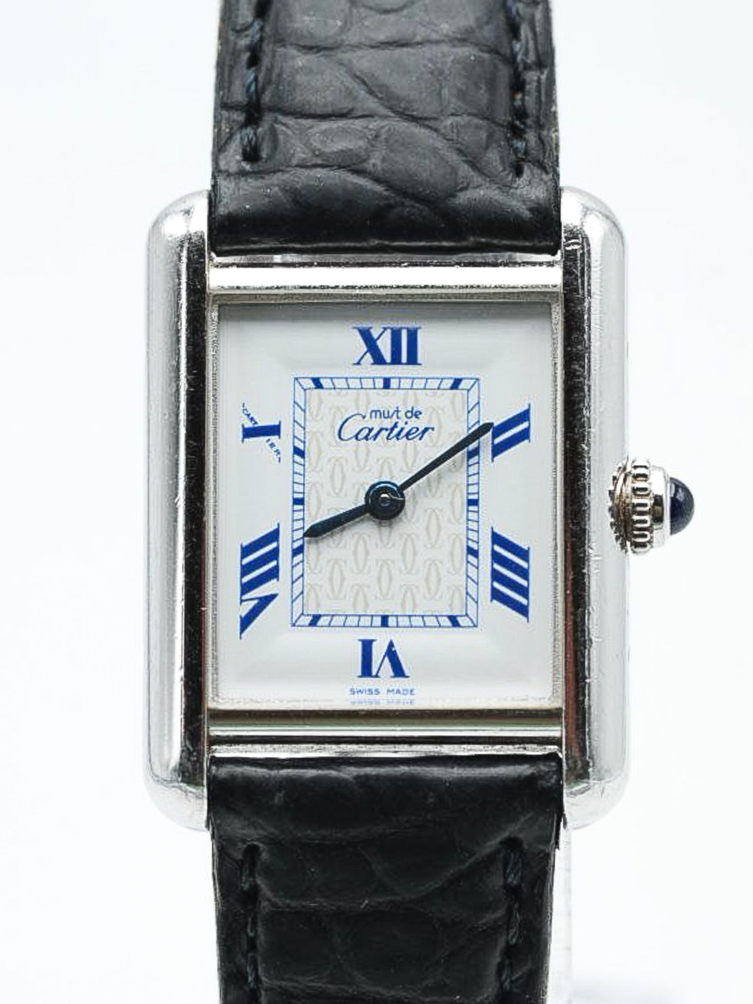 Cartier - Tank Must 2416 in massivem Silber blauer Index - 1990s 