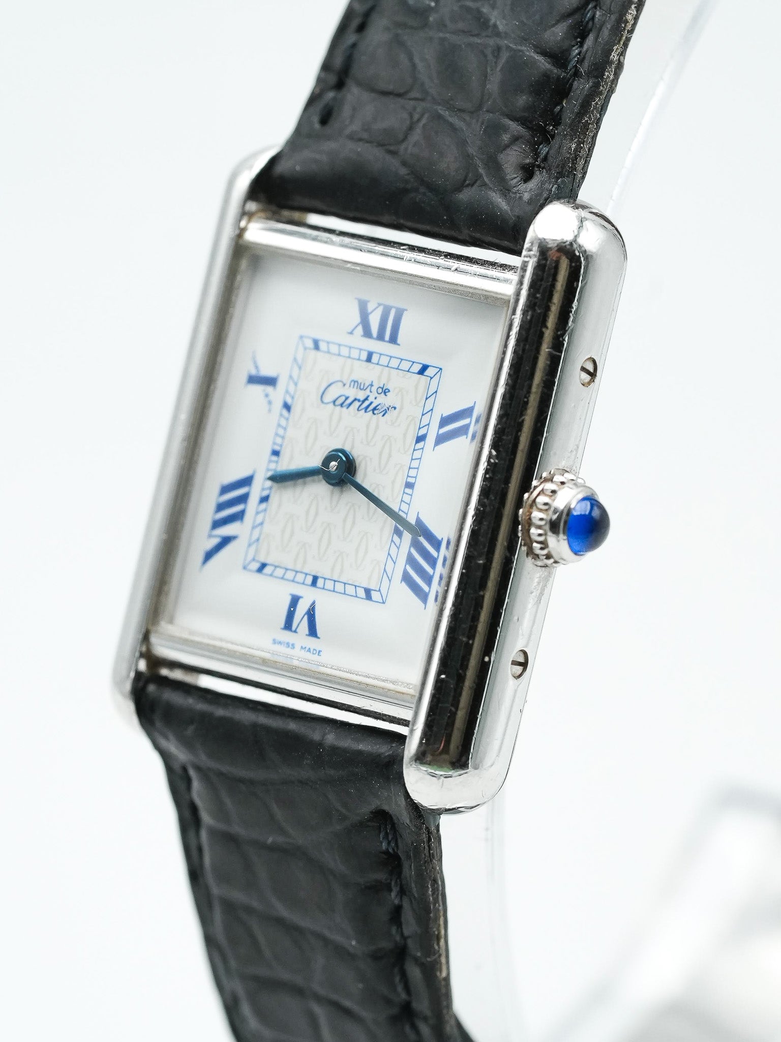 Cartier - Tank Must 2416 in massivem Silber blauer Index - 1990s 