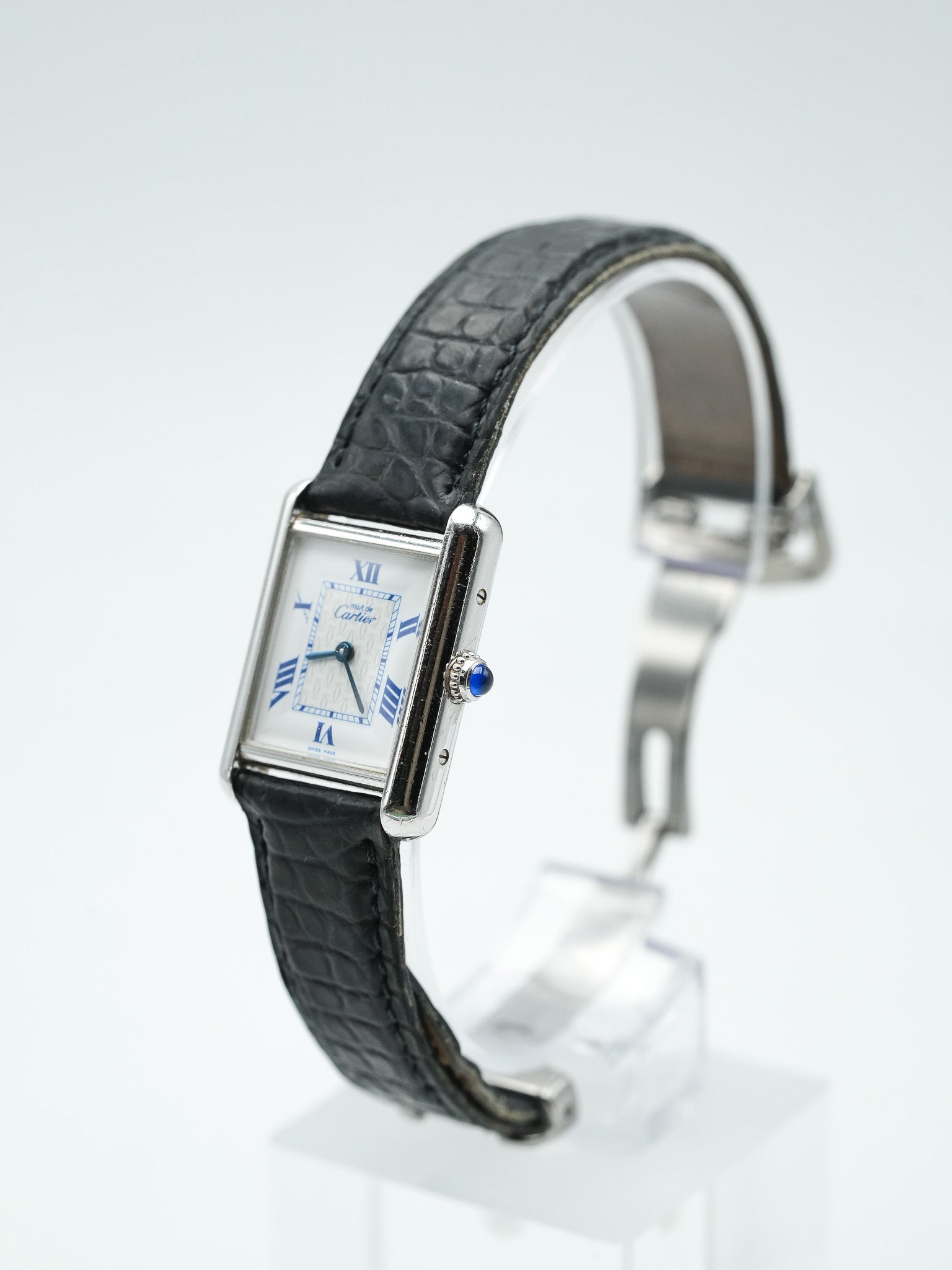 Cartier - Tank Must 2416 in massivem Silber blauer Index - 1990s 