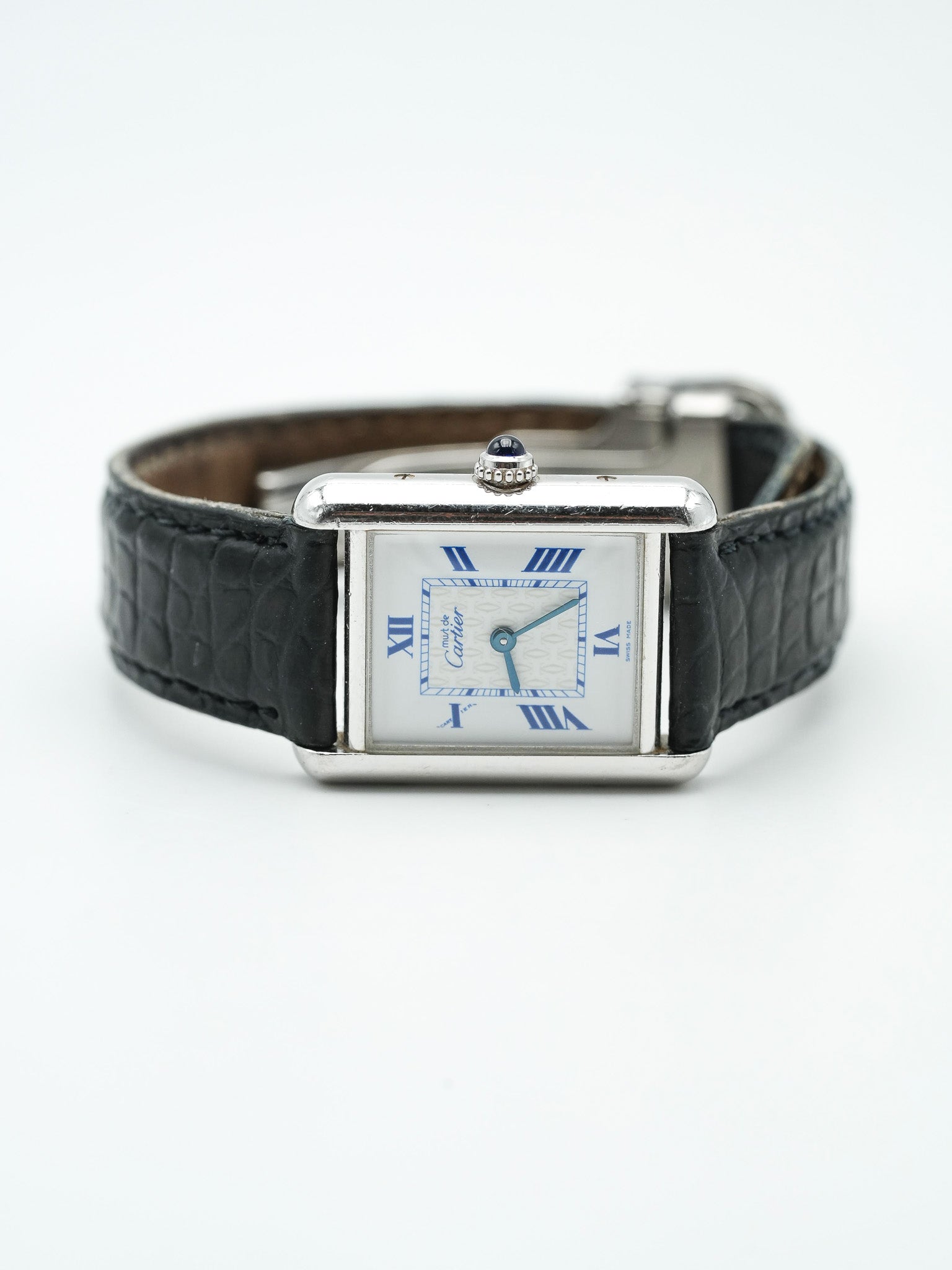 Cartier - Tank Must 2416 in massivem Silber blauer Index - 1990s 