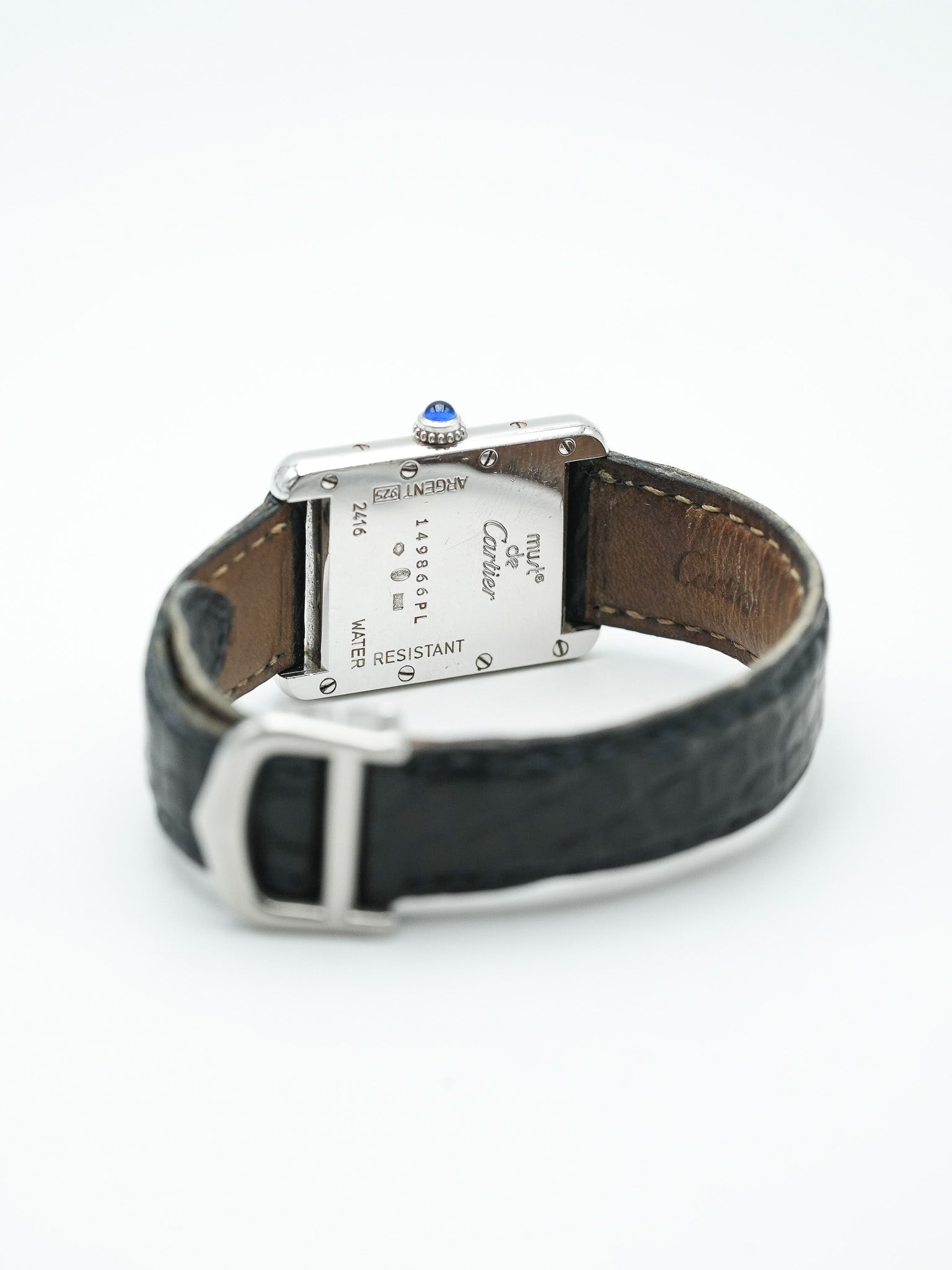 Cartier - Tank Must 2416 in massivem Silber blauer Index - 1990s 