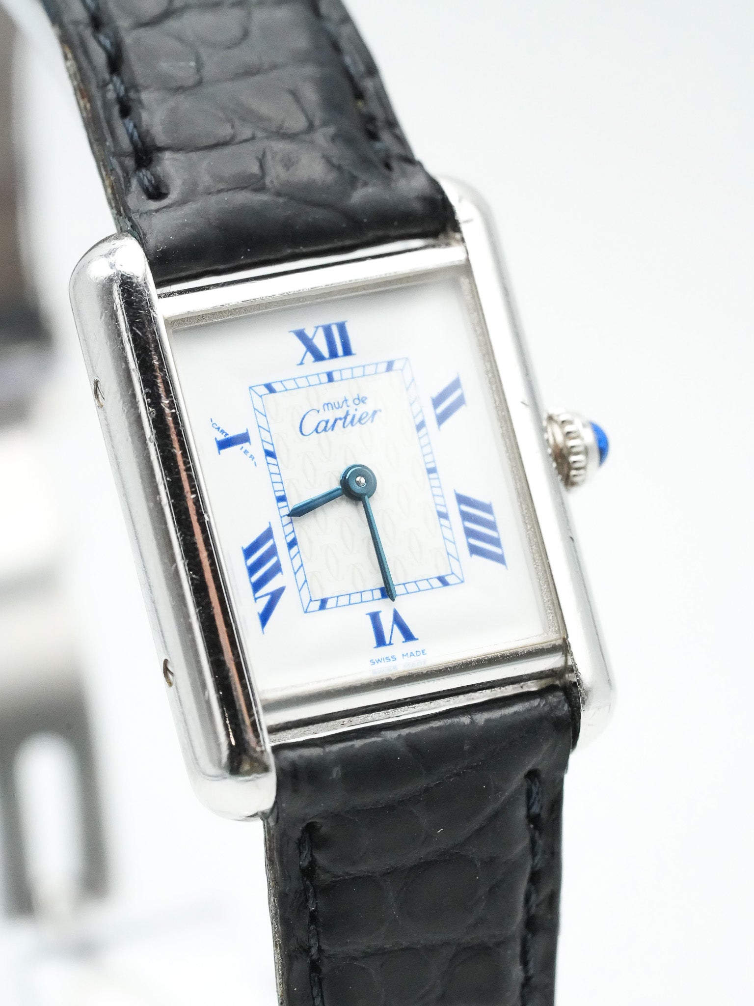 Cartier - Tank Must 2416 in massivem Silber blauer Index - 1990s 