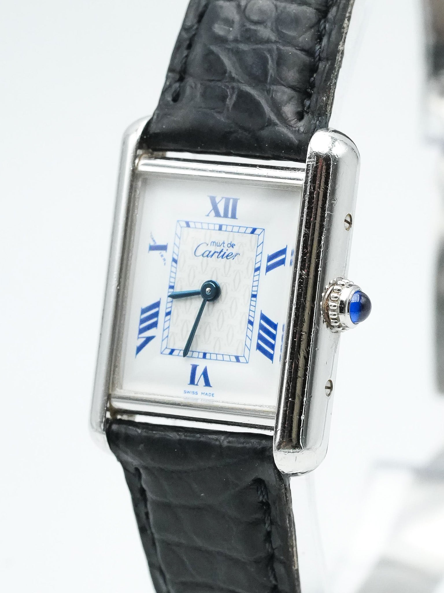 Cartier - Tank Must 2416 in massivem Silber blauer Index - 1990s 