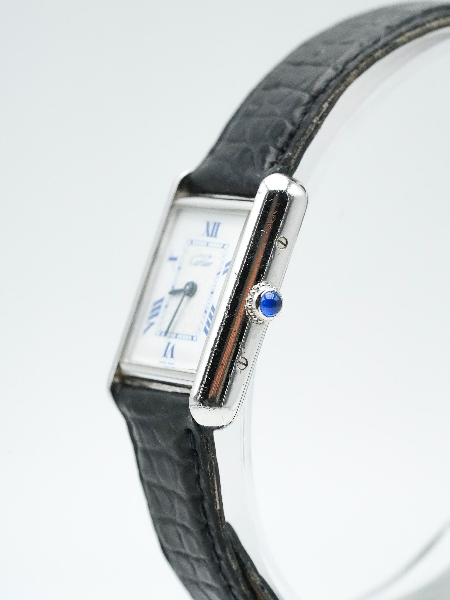 Cartier - Tank Must 2416 in massivem Silber blauer Index - 1990s 