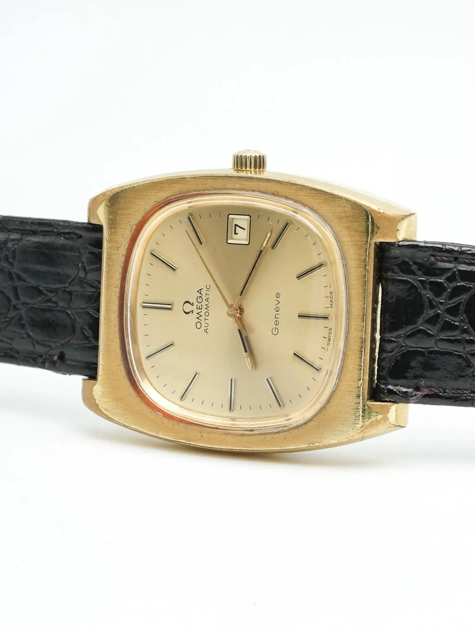 Omega - Genève Tonneau Épais 166.0190 Plaqué or - 1974