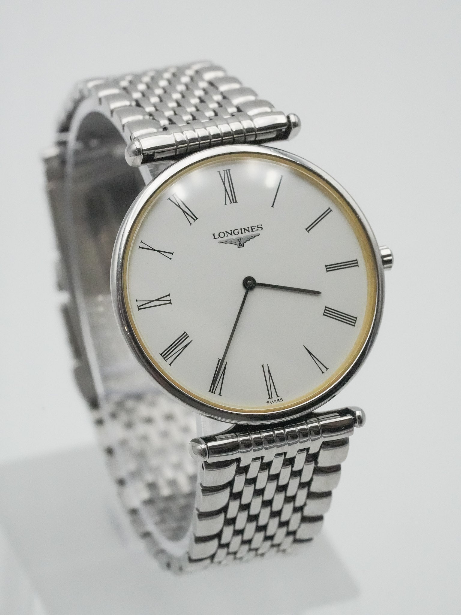 Longines - La Grande Classique Extra Plat acier maille cadran blanc - 1990s