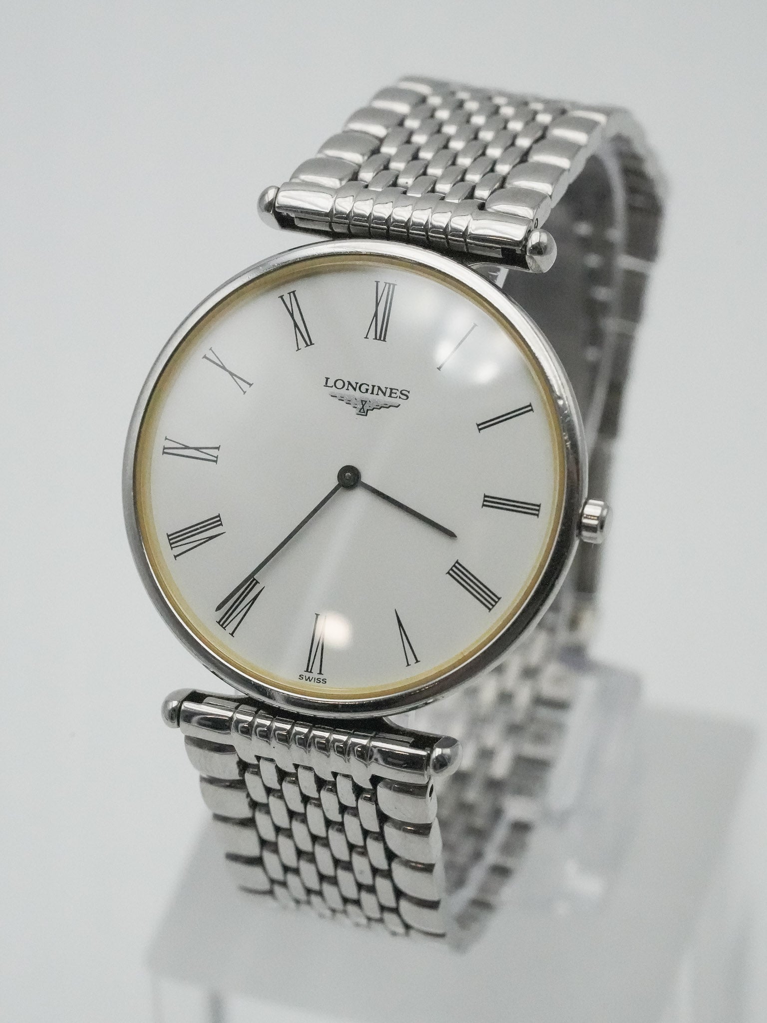 Longines - La Grande Classique Extra Plat acier maille cadran blanc - 1990s