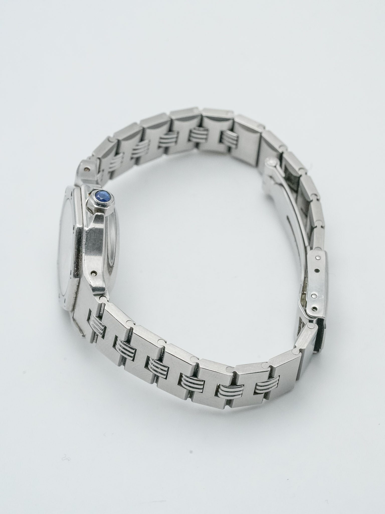 Cartier - Santos Octagon Godron Acier Femme - 1980s