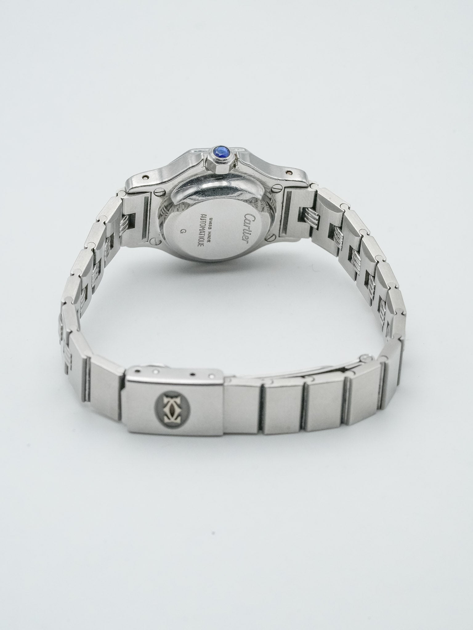 Cartier - Santos Octagon Godron Acier Femme - 1980s