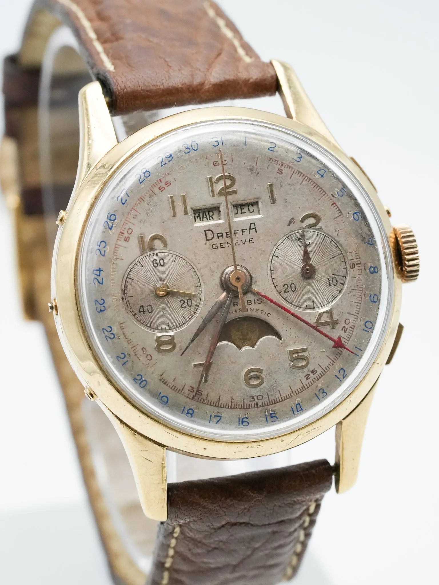 Dreffa Genève - Landeron 186 Chronograph Moon Phase Triple Calendar - 1950s 