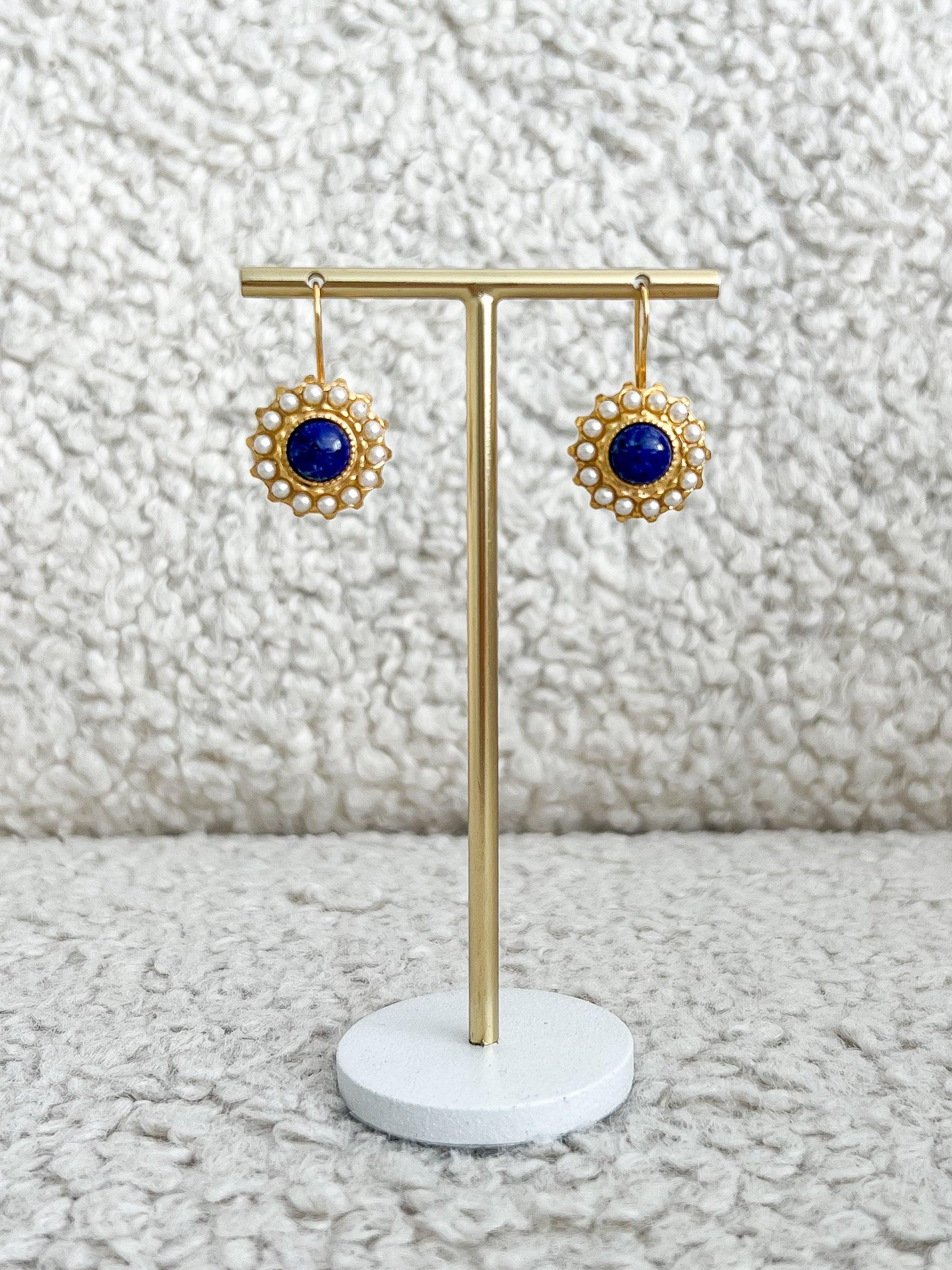 Boucles d’oreilles - lapis lazuli perles naturelles - Atelier Victor