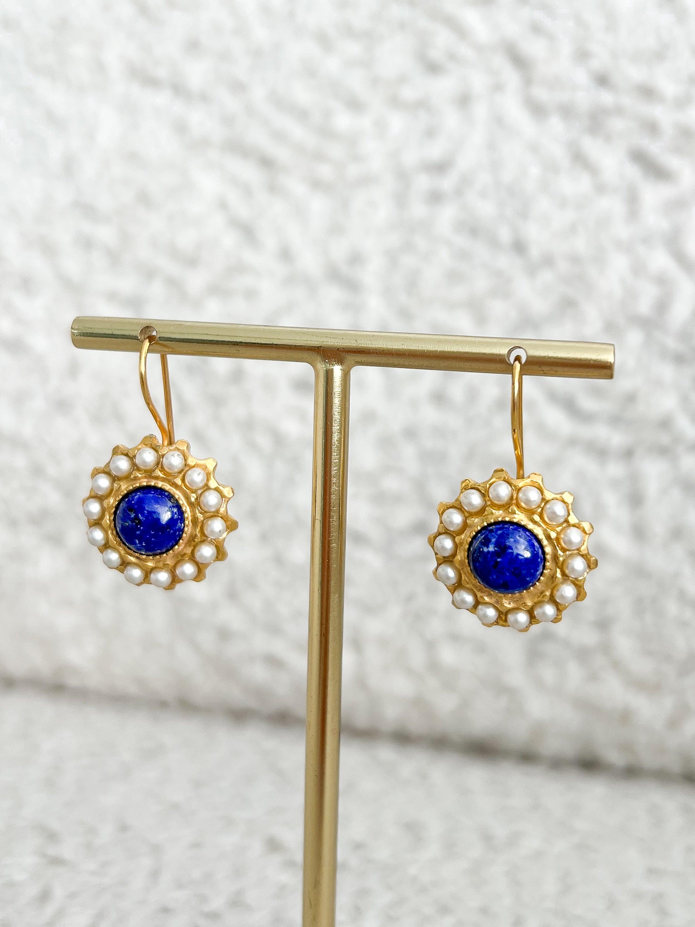 Boucles d’oreilles - lapis lazuli perles naturelles - Atelier Victor