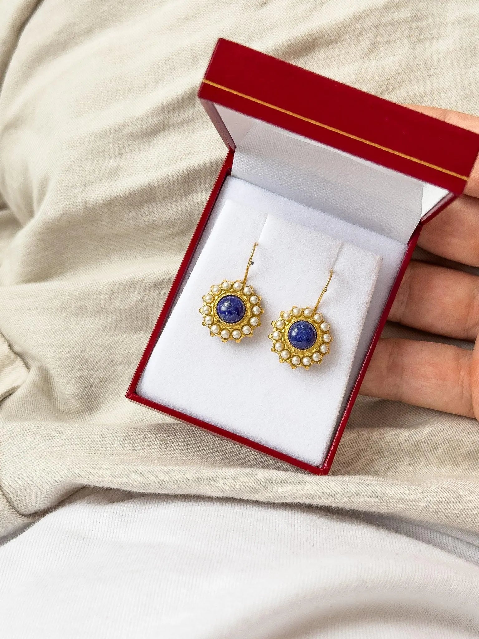 Boucles d’oreilles - Vermeil Lapis Lazuli Perles Naturelles - Atelier Victor