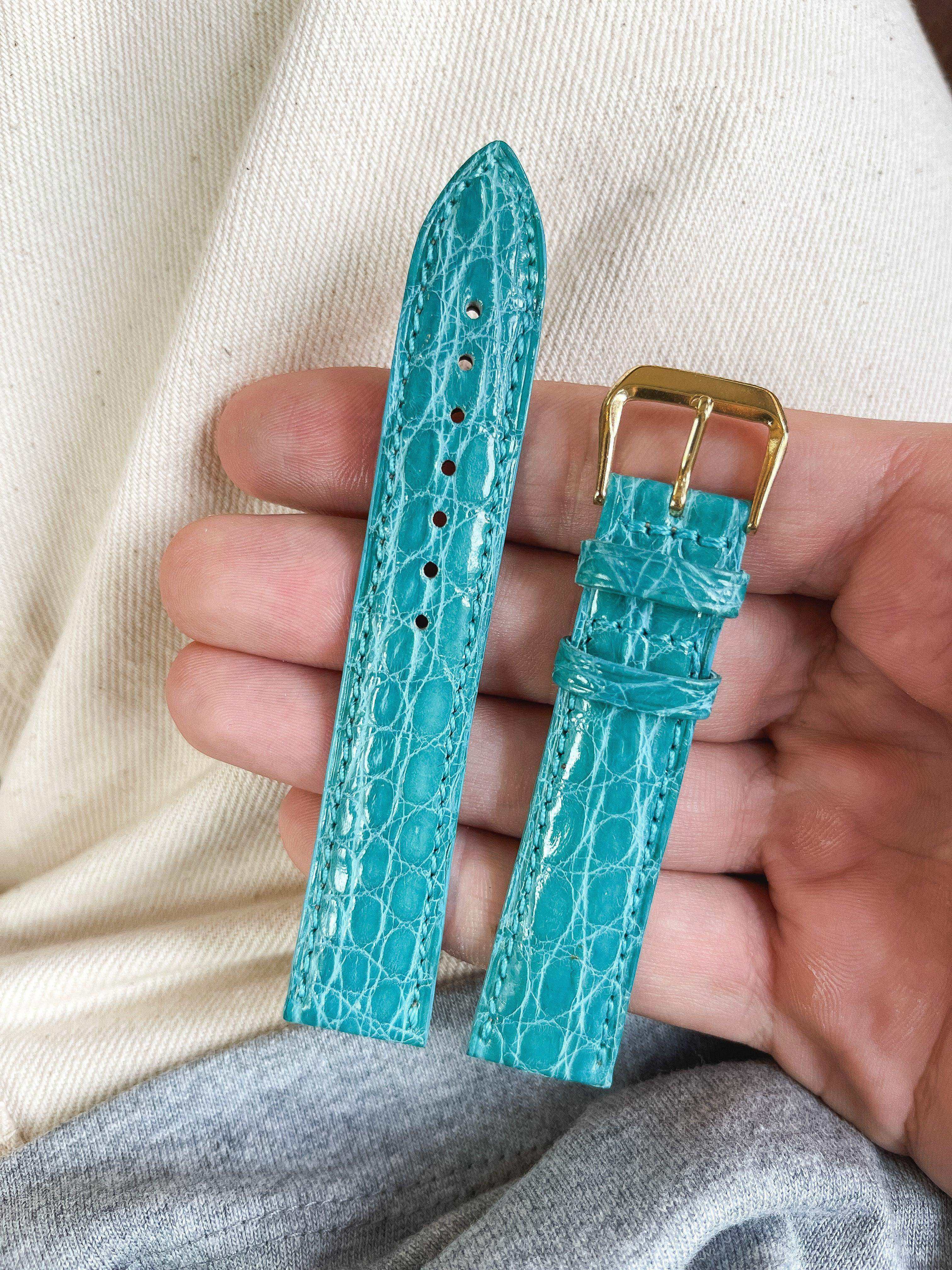 Bracelet Cuir Crocodile - Turquoise - Vintage - Atelier Victor