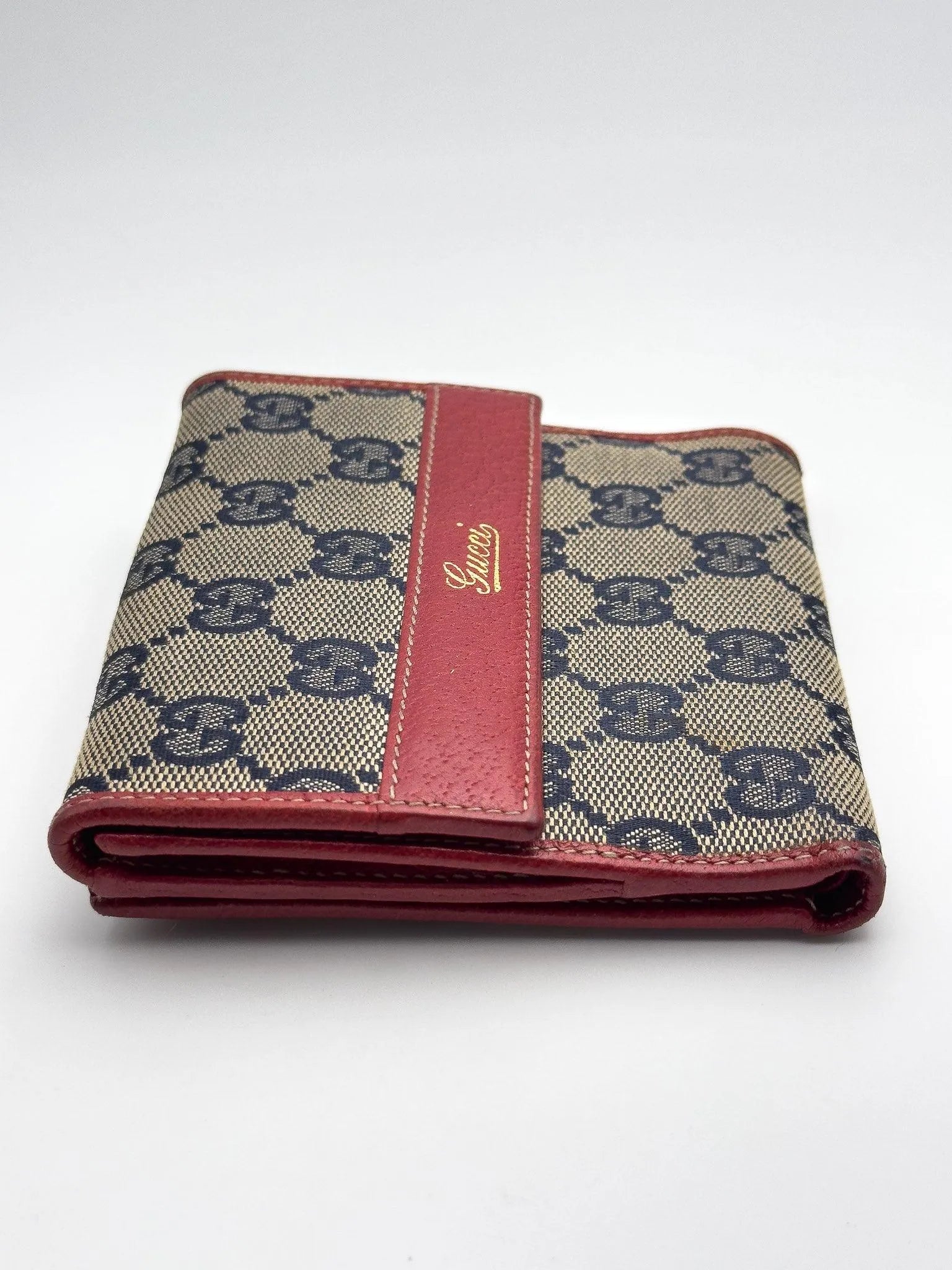 Gucci - Portefeuille en toile GG Bleu Cuir Rouge - Atelier Victor