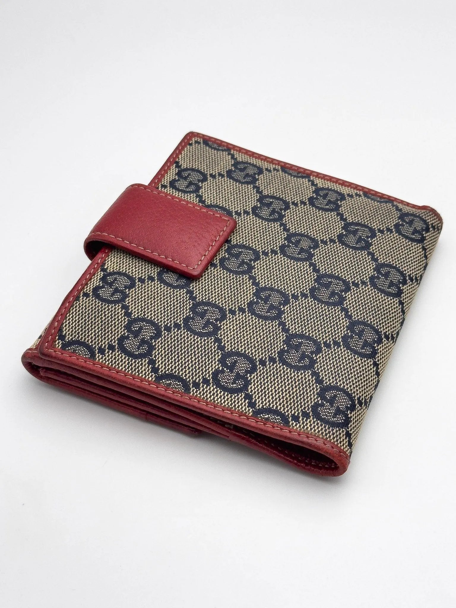 Gucci - Portefeuille en toile GG Bleu Cuir Rouge - Atelier Victor